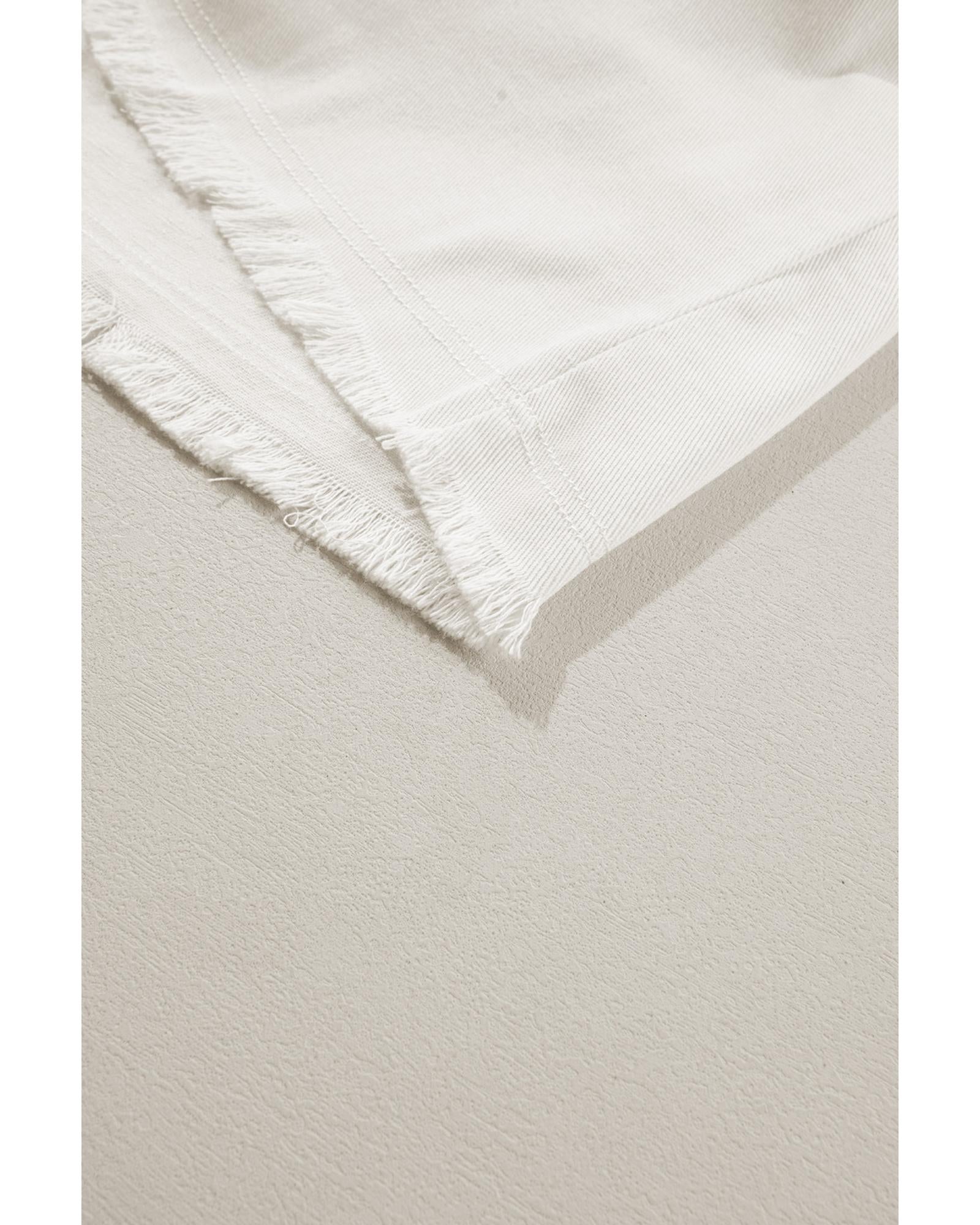 White Cow Spot Patchwork Flap Pocket Distressed Hem Long Denim Jacket - S