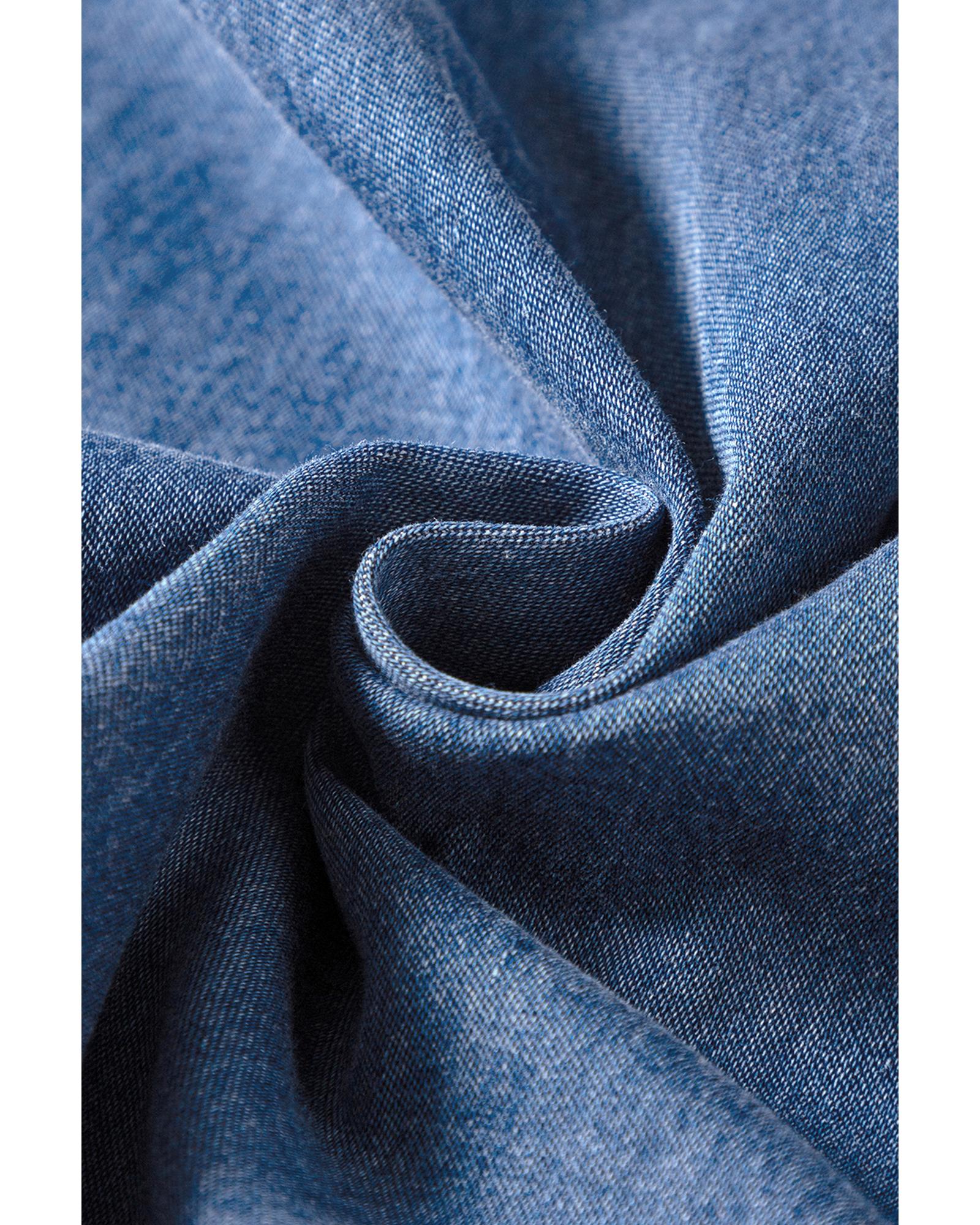 Ashleigh Blue V Neck Short Sleeve Smocked Back Denim Loose Jumpsuit - XL