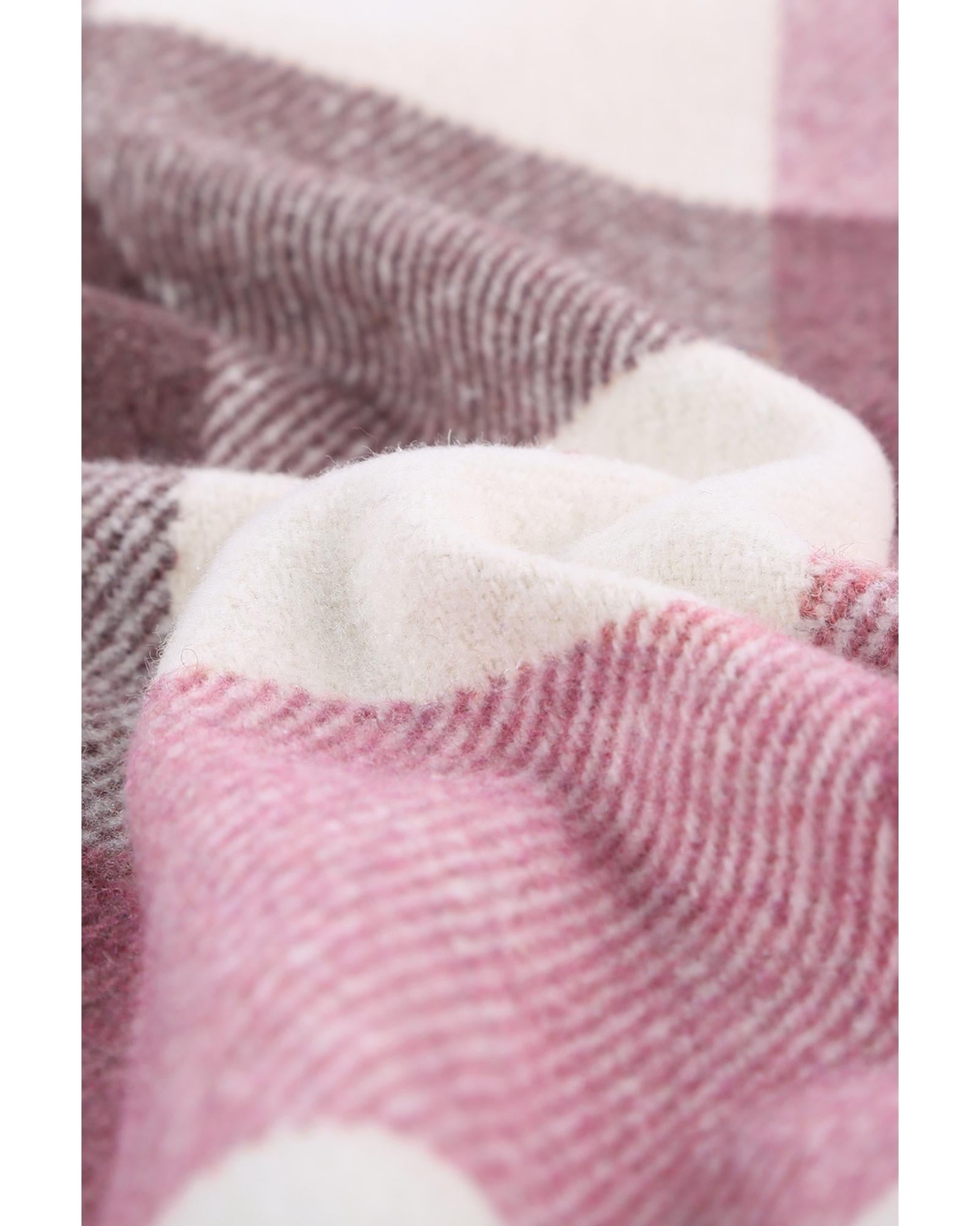 Plaid Color Block Buttoned Long Sleeve Jacket with Pocket - S