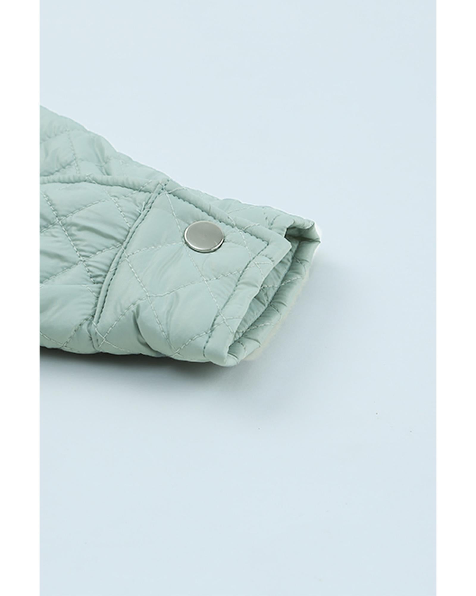 Green Quilted Pocketed Zip-up Cropped Jacket - S