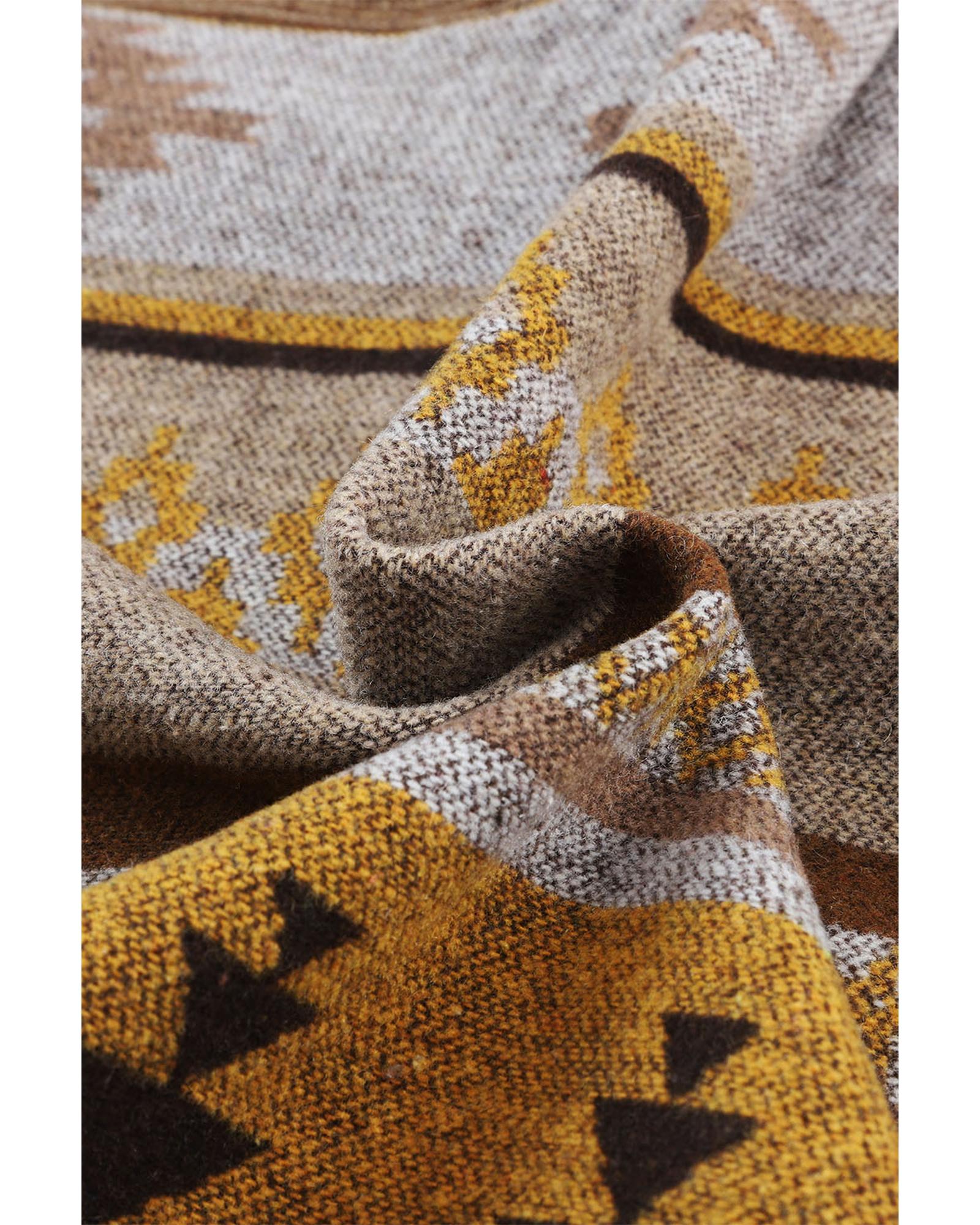 Azura Exchange Brown Western Aztec Print Jacket - M