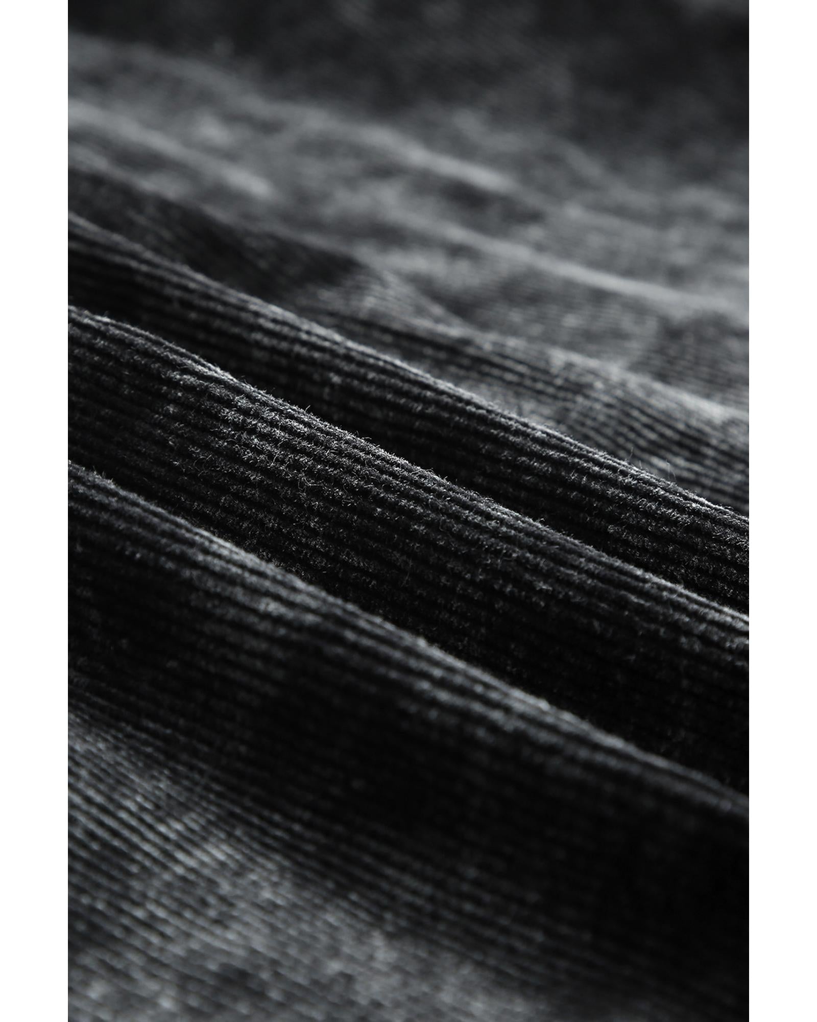 Black Vintage Distressed Mineral Wash Oversized Shacket - S