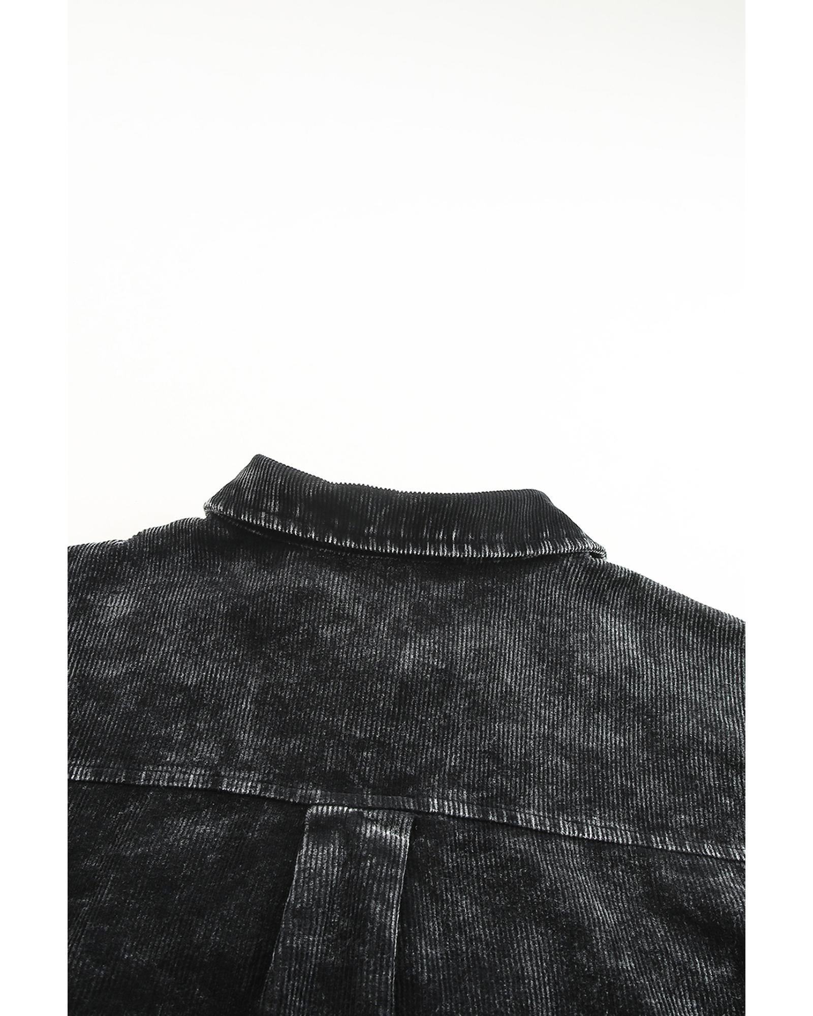 Black Vintage Distressed Mineral Wash Oversized Shacket - XL
