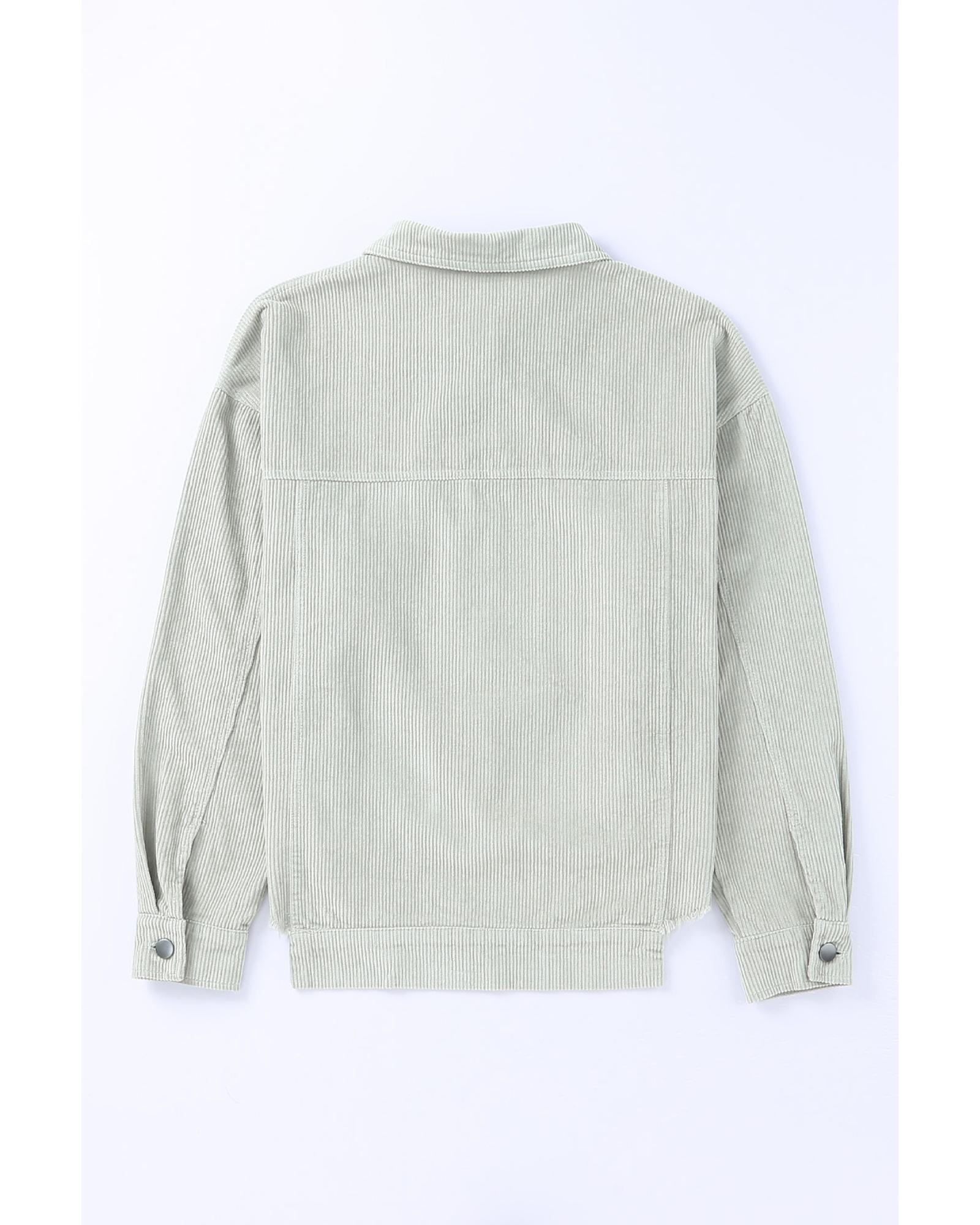 Sky Blue Sequined Santa Claus Flap Pocket Corduroy Jacket - M