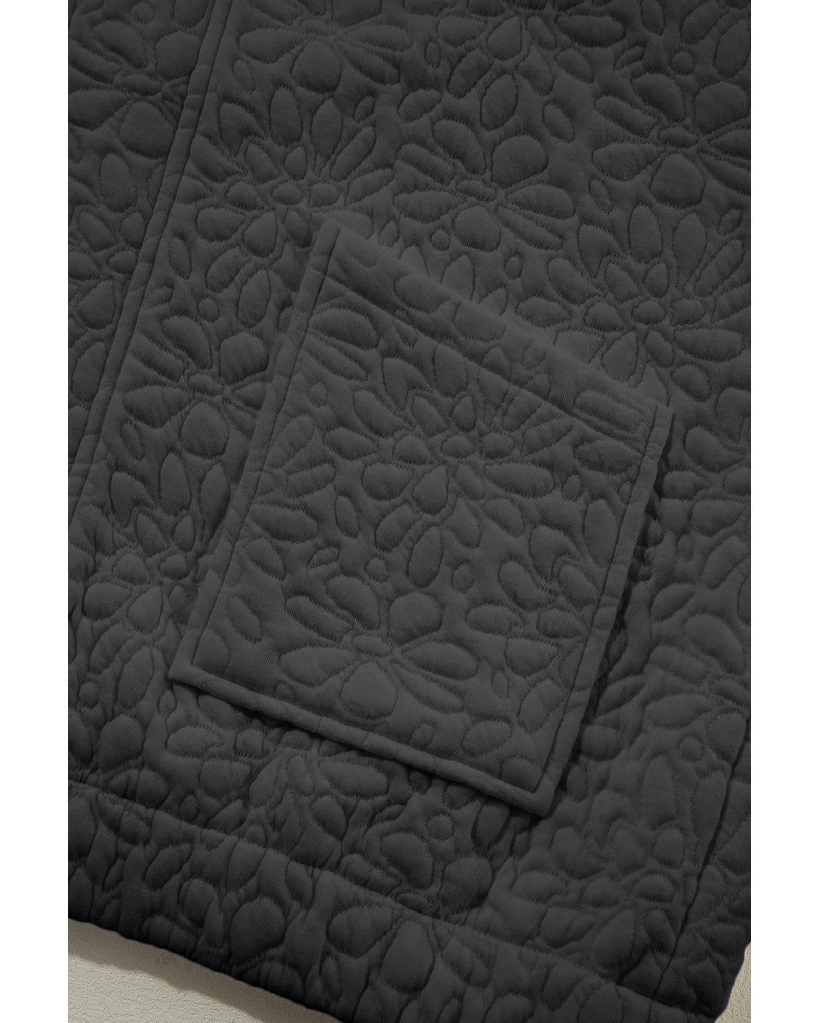 Black Floral Quilted Jacket - M