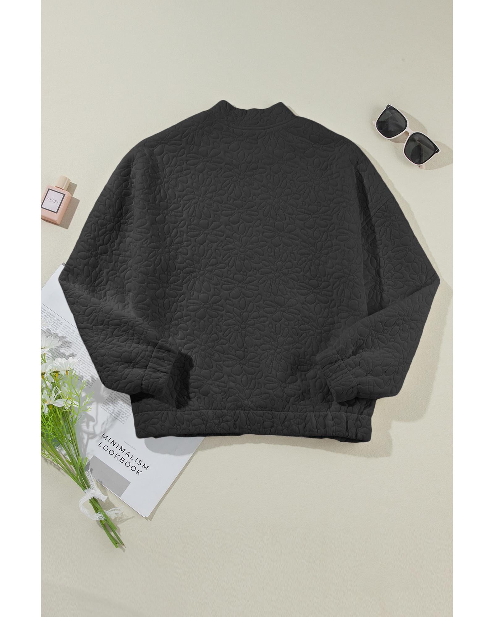 Black Floral Quilted Jacket - S