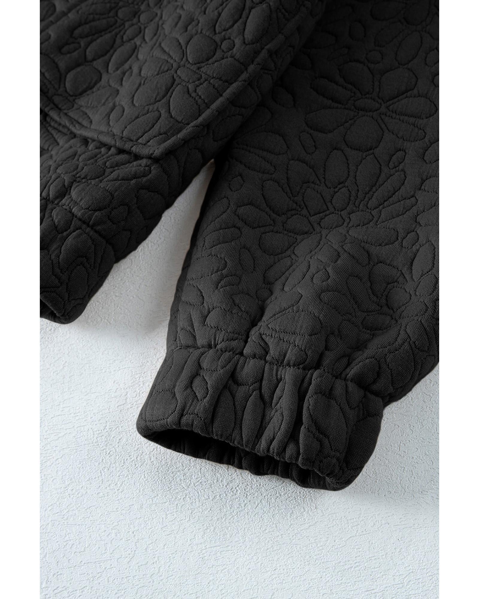 Black Floral Quilted Jacket - S