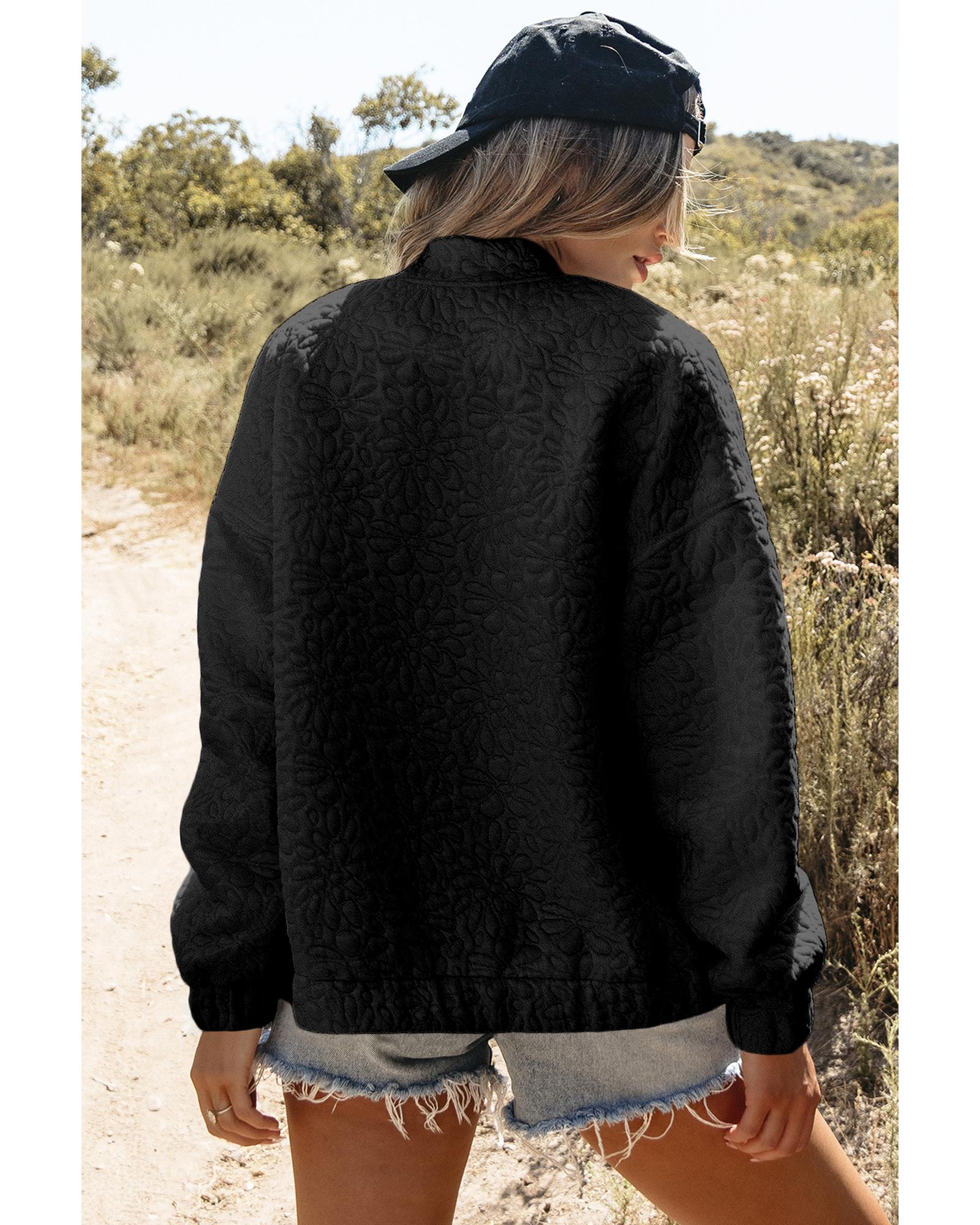 Black Floral Quilted Jacket - S