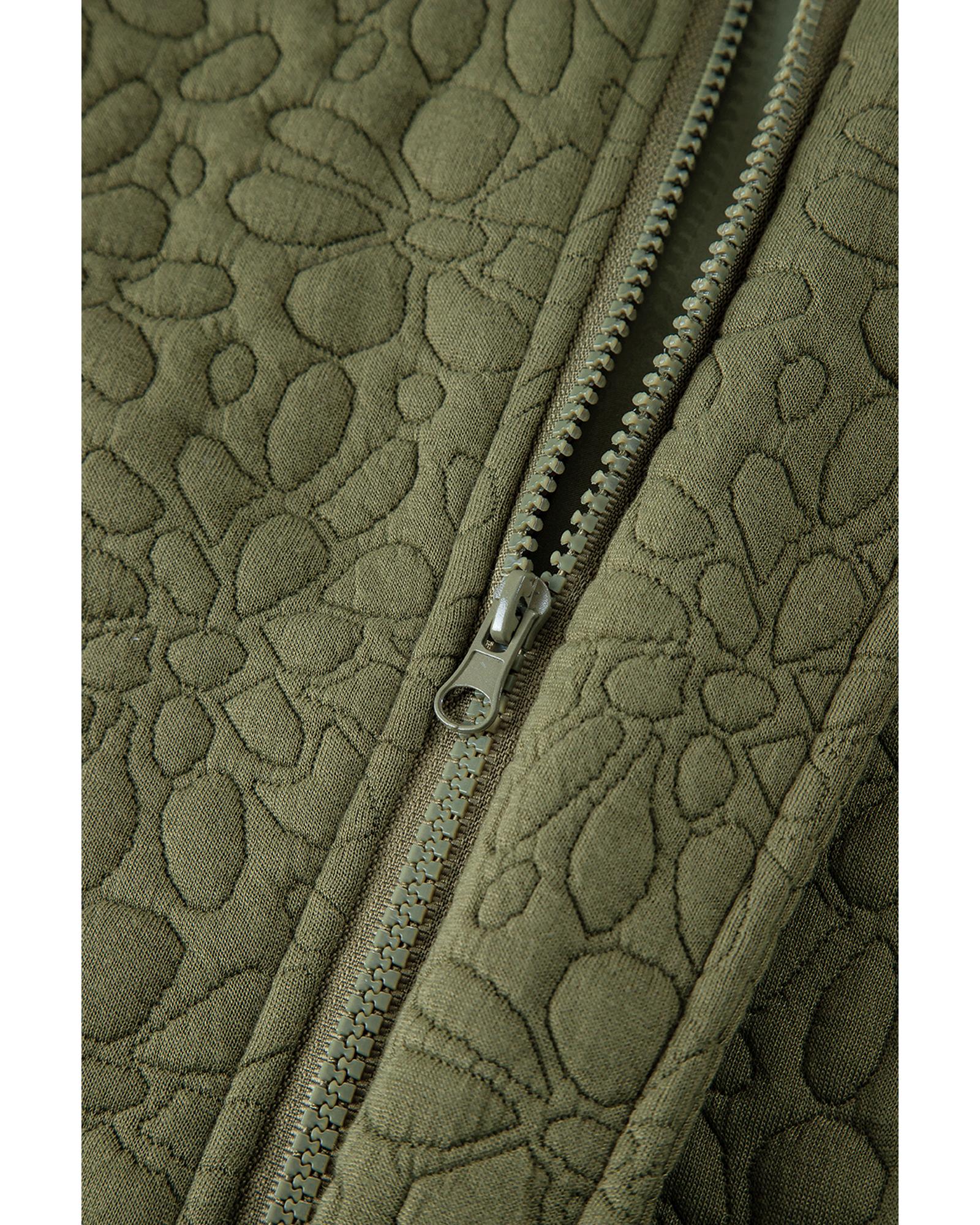 Jungle Green Floral Quilted Jacket - M