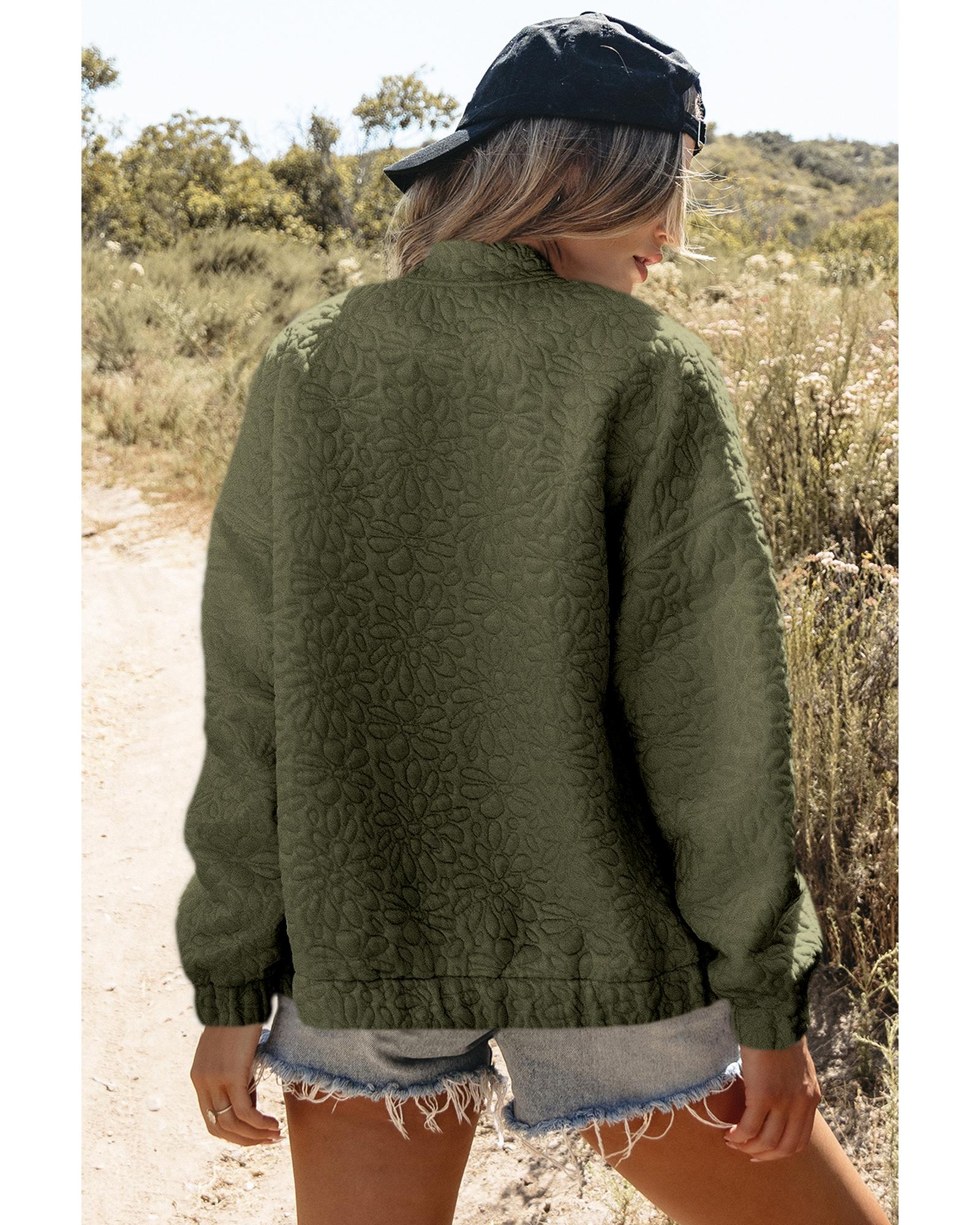 Jungle Green Floral Quilted Jacket - M