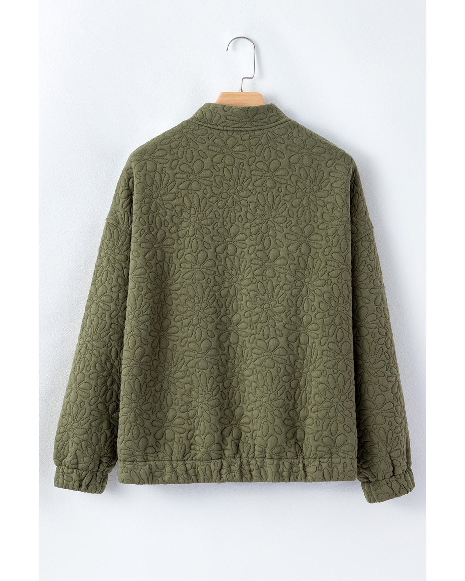 Jungle Green Floral Quilted Jacket - M