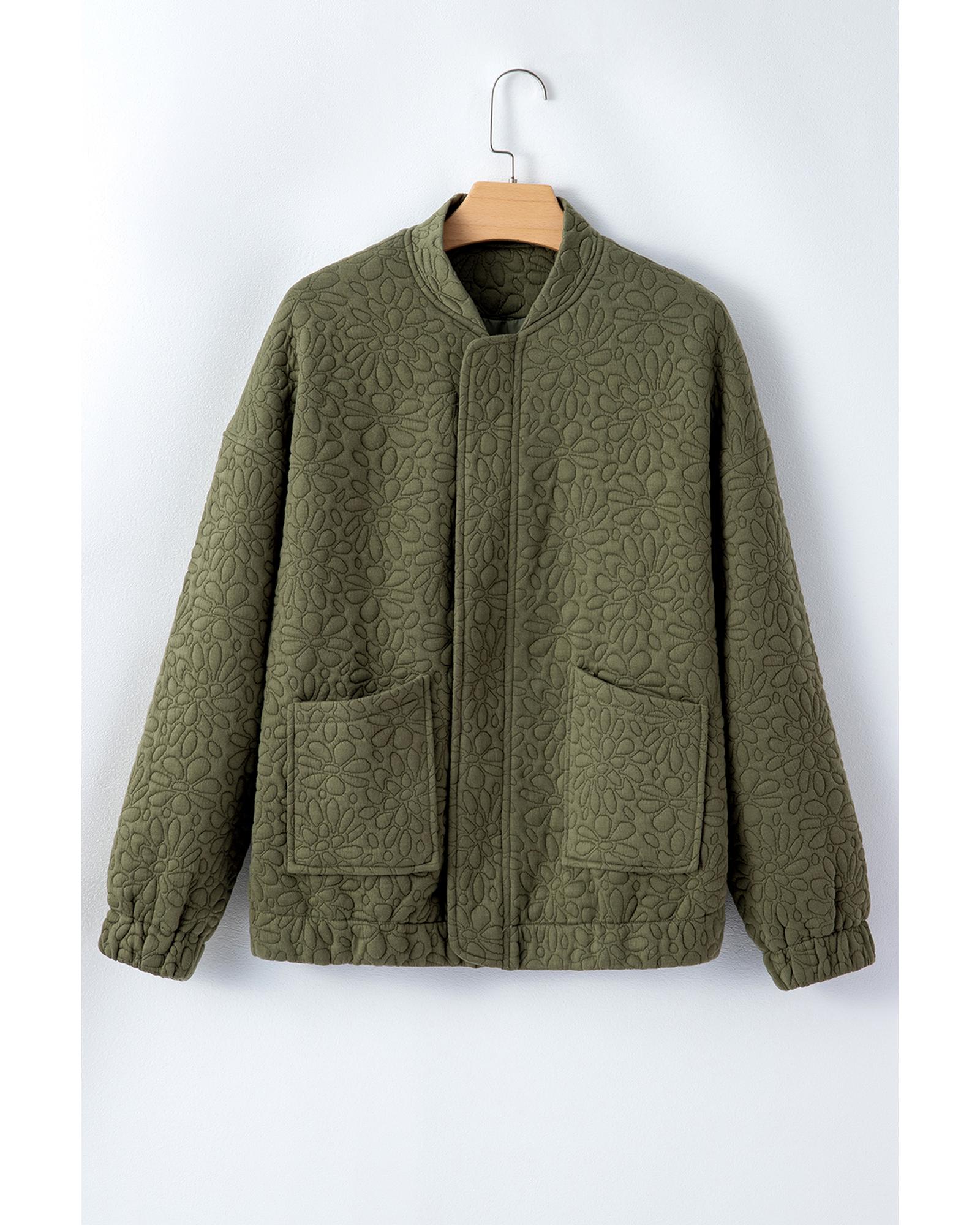 Jungle Green Floral Quilted Jacket - M