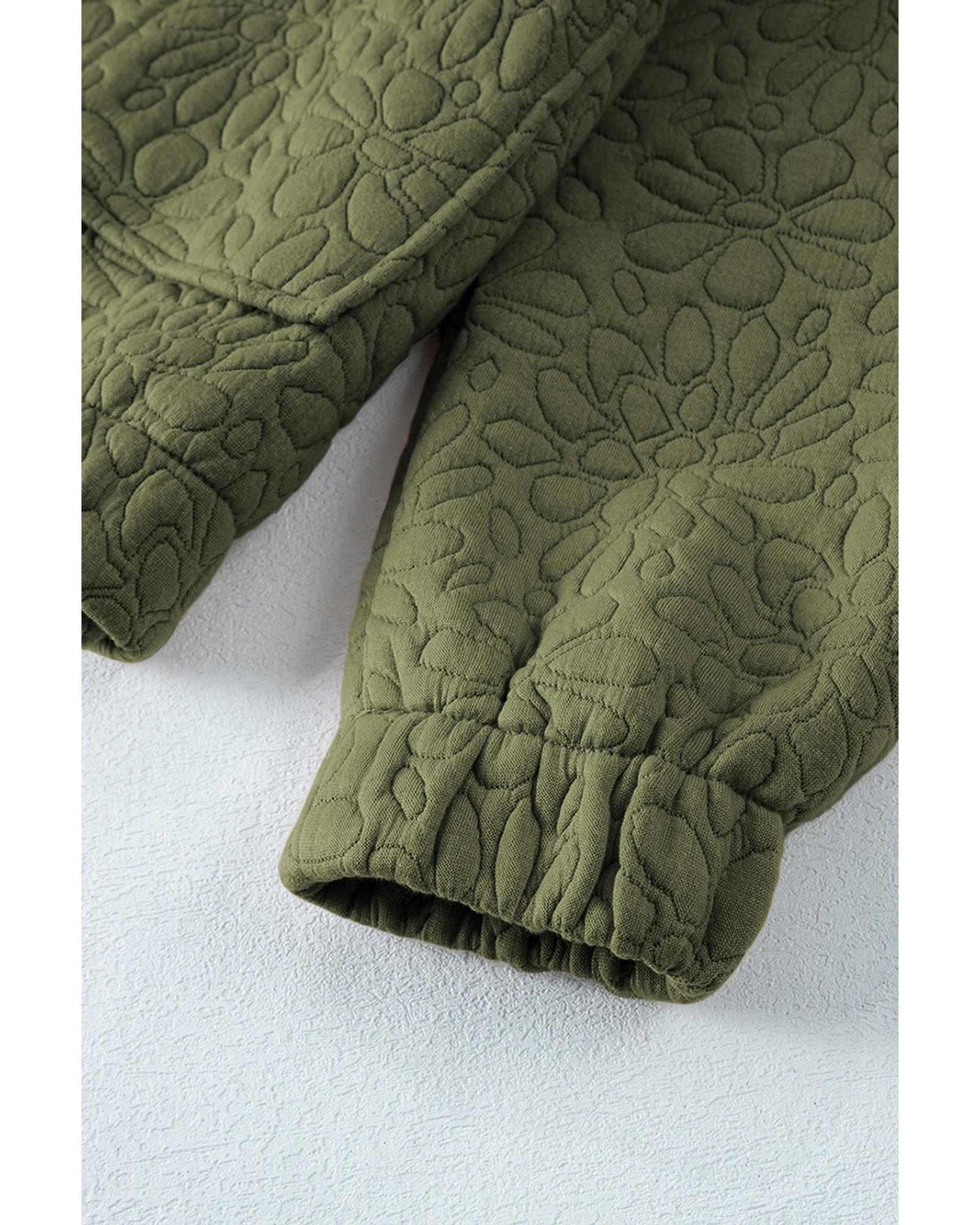 Jungle Green Floral Quilted Jacket - M
