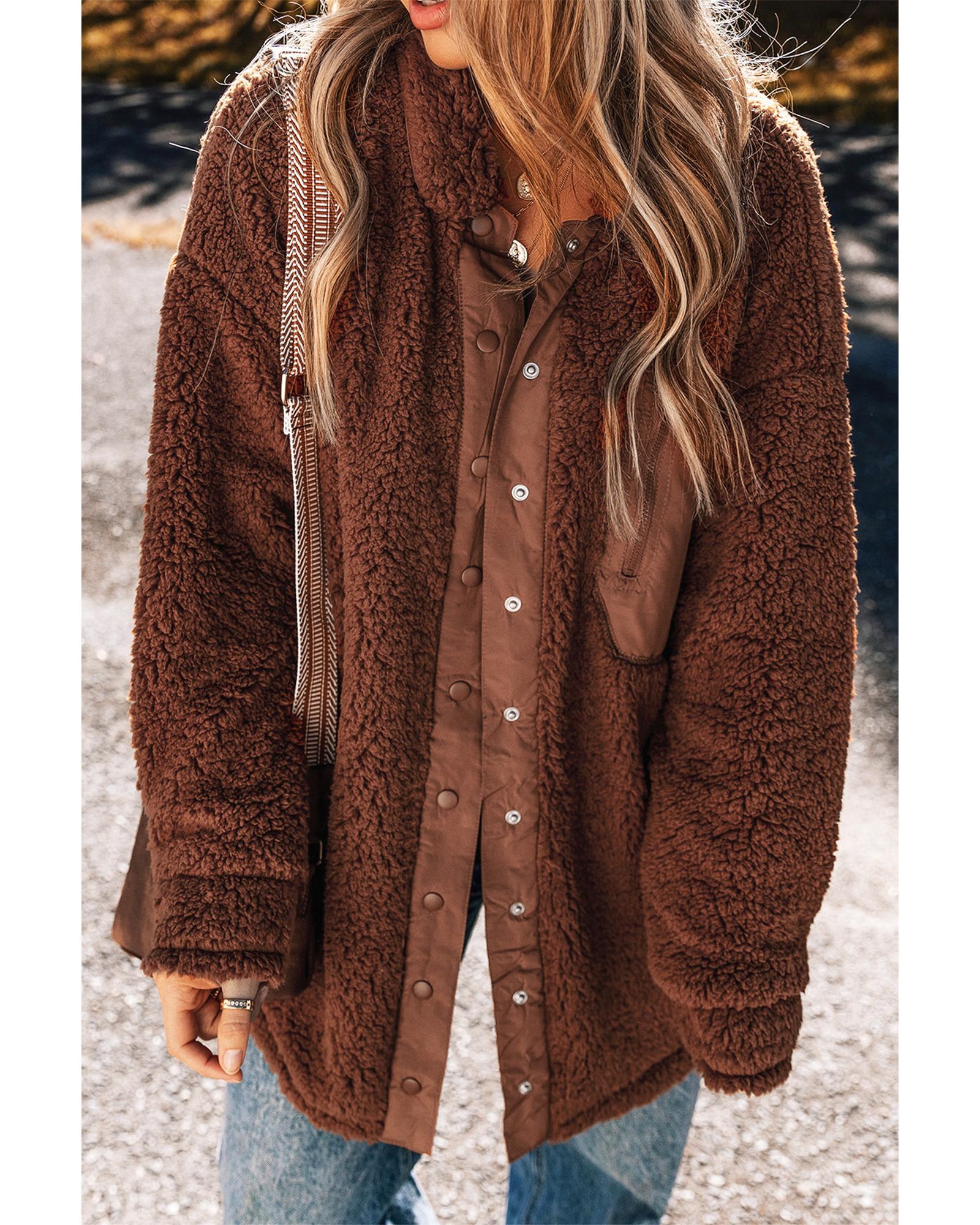 Red Clay Faux Shearling Teddy Bear Jacket - XL