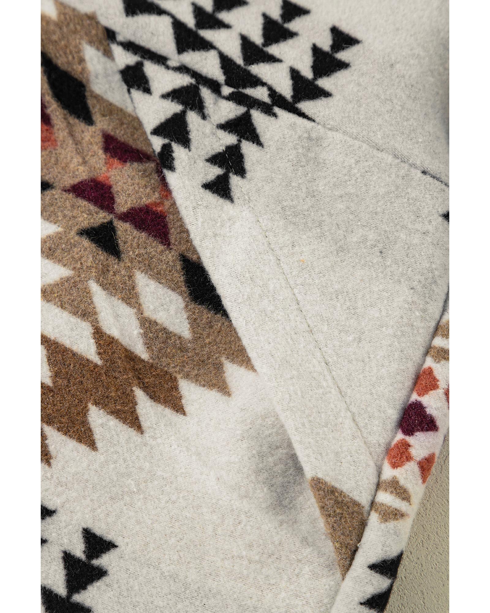 Beige Aztec Printed Stand Neck Zip Up Jacket - S