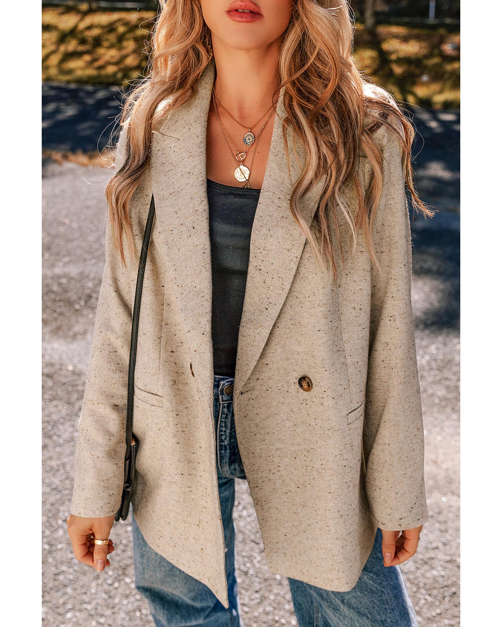 Oatmeal Single Breasted Elegant Suit Jacket - M