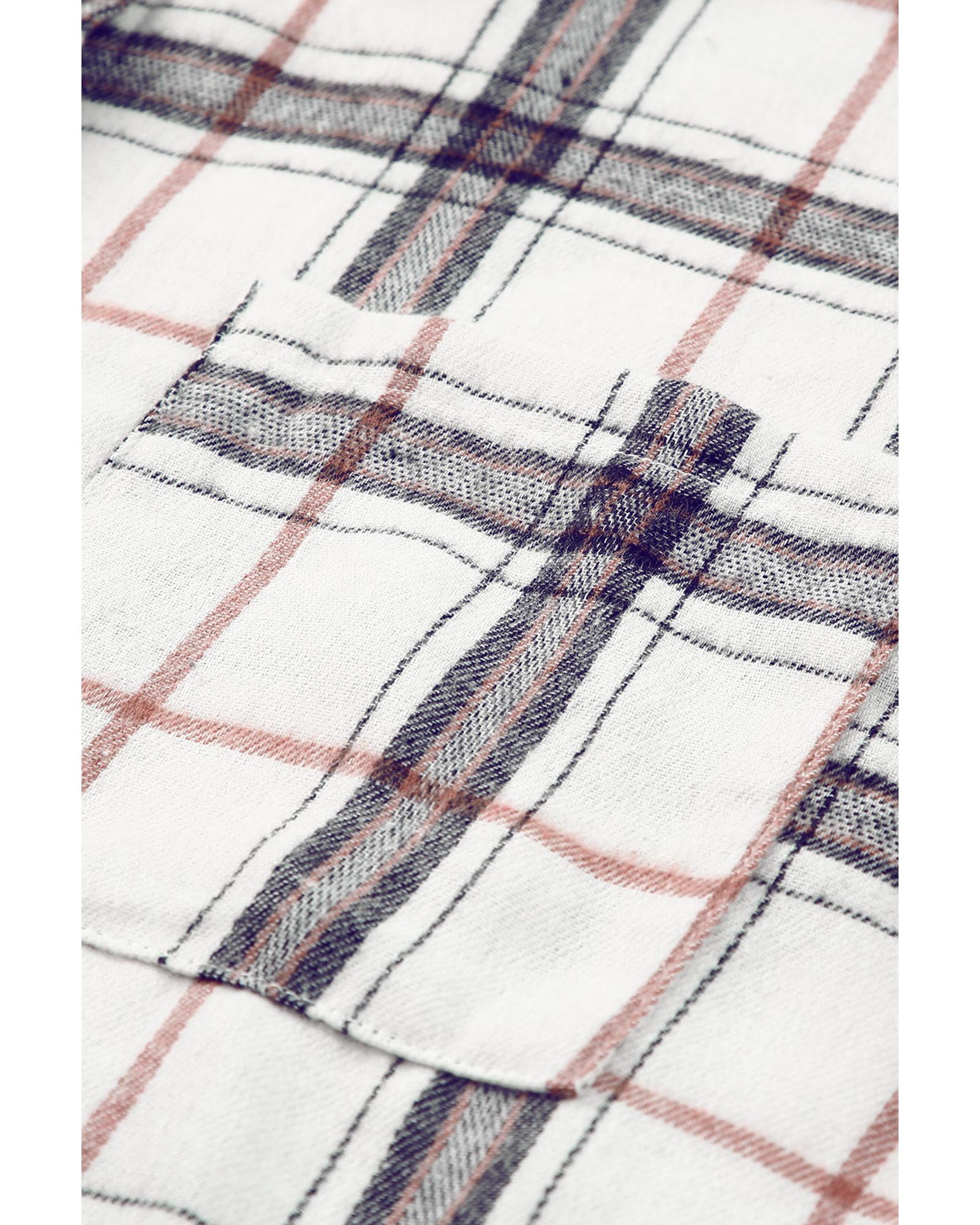 Azura Exchange White Oversized Plaid Pattern Shacket with Slits - 2XL