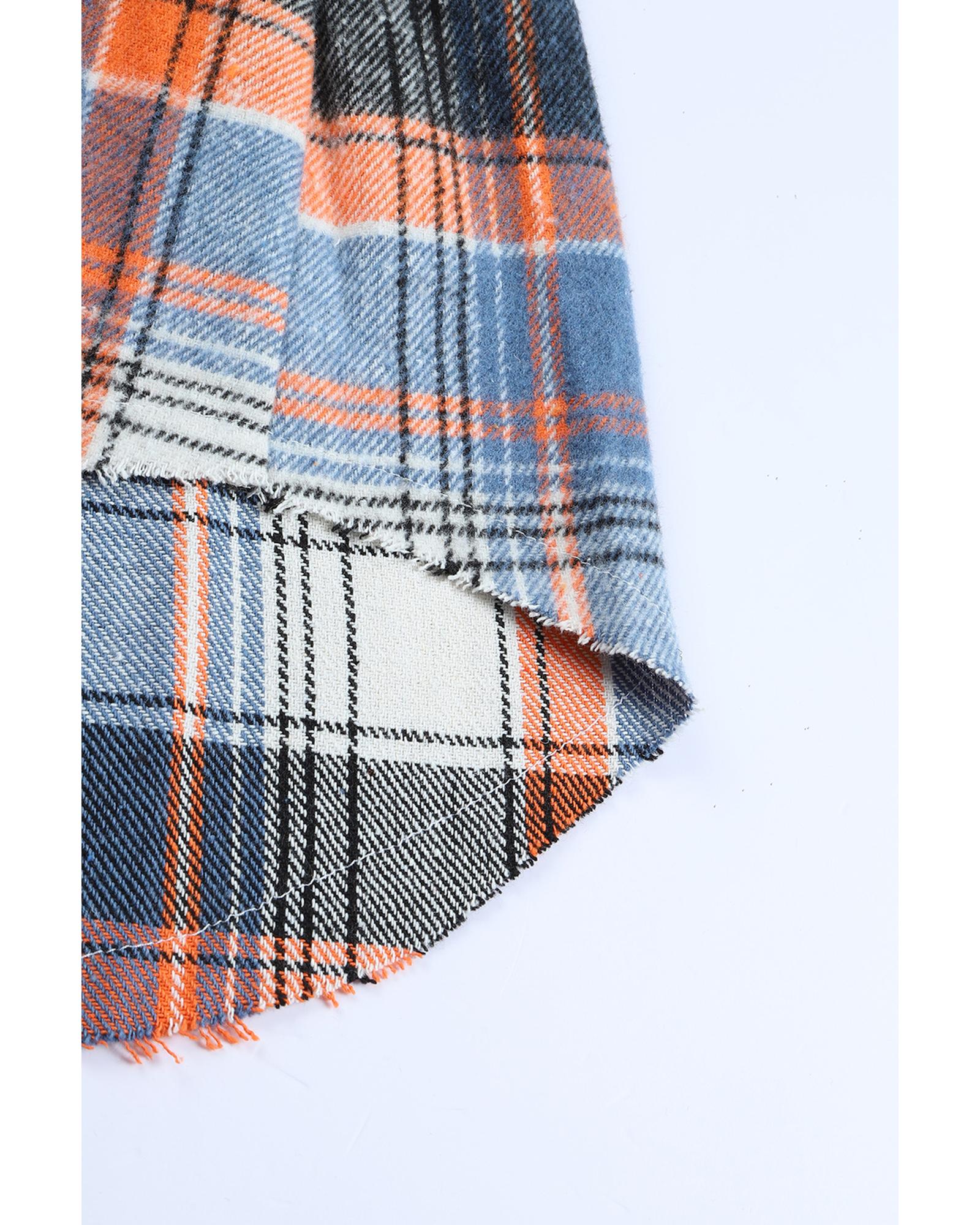 Multicolor Plaid Button Down Ruffled Shirt Jacket - M