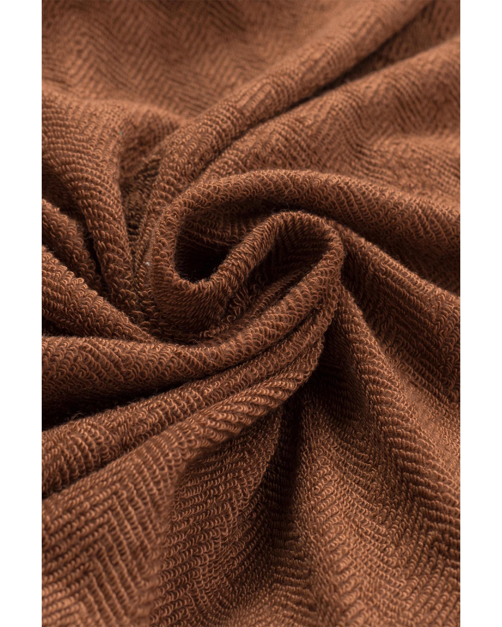 Azura Exchange Brown Contrast Flap Pockets Relaxed Shacket - M