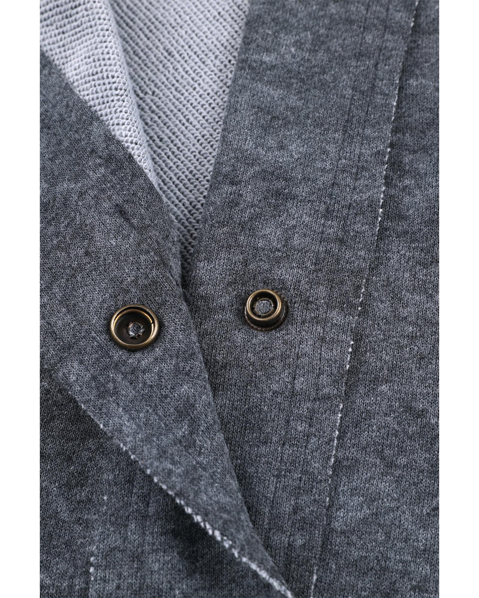 Gray Vintage Washed Flap Pocket Button Shacket - L