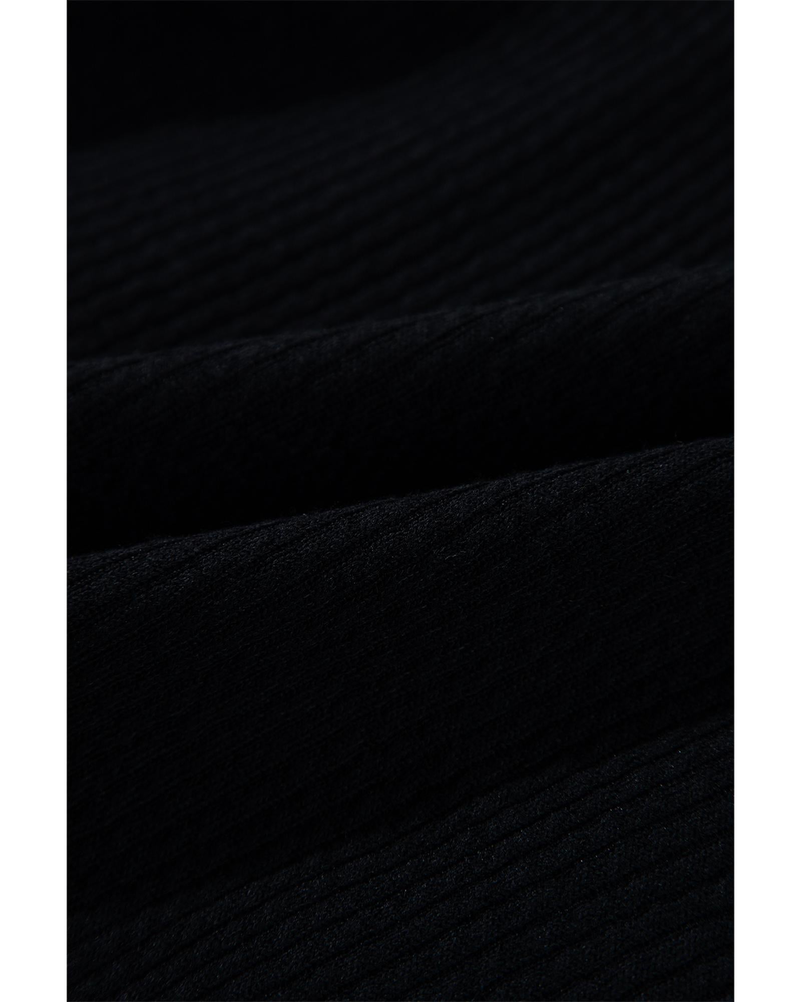 Black Solid Color Corduroy Buttoned Long Sleeve Shacket - 2XL