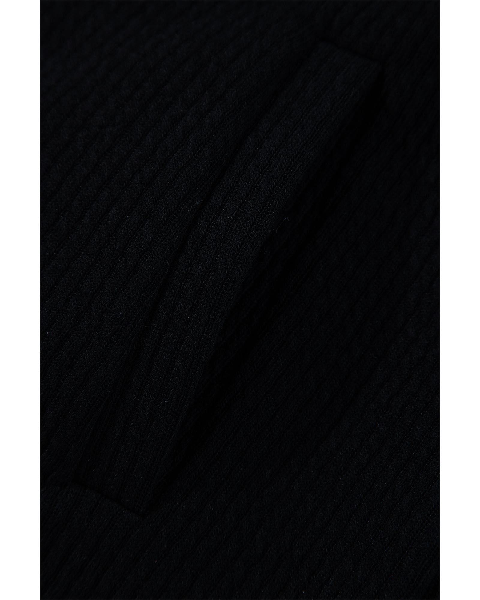 Black Solid Color Corduroy Buttoned Long Sleeve Shacket - S