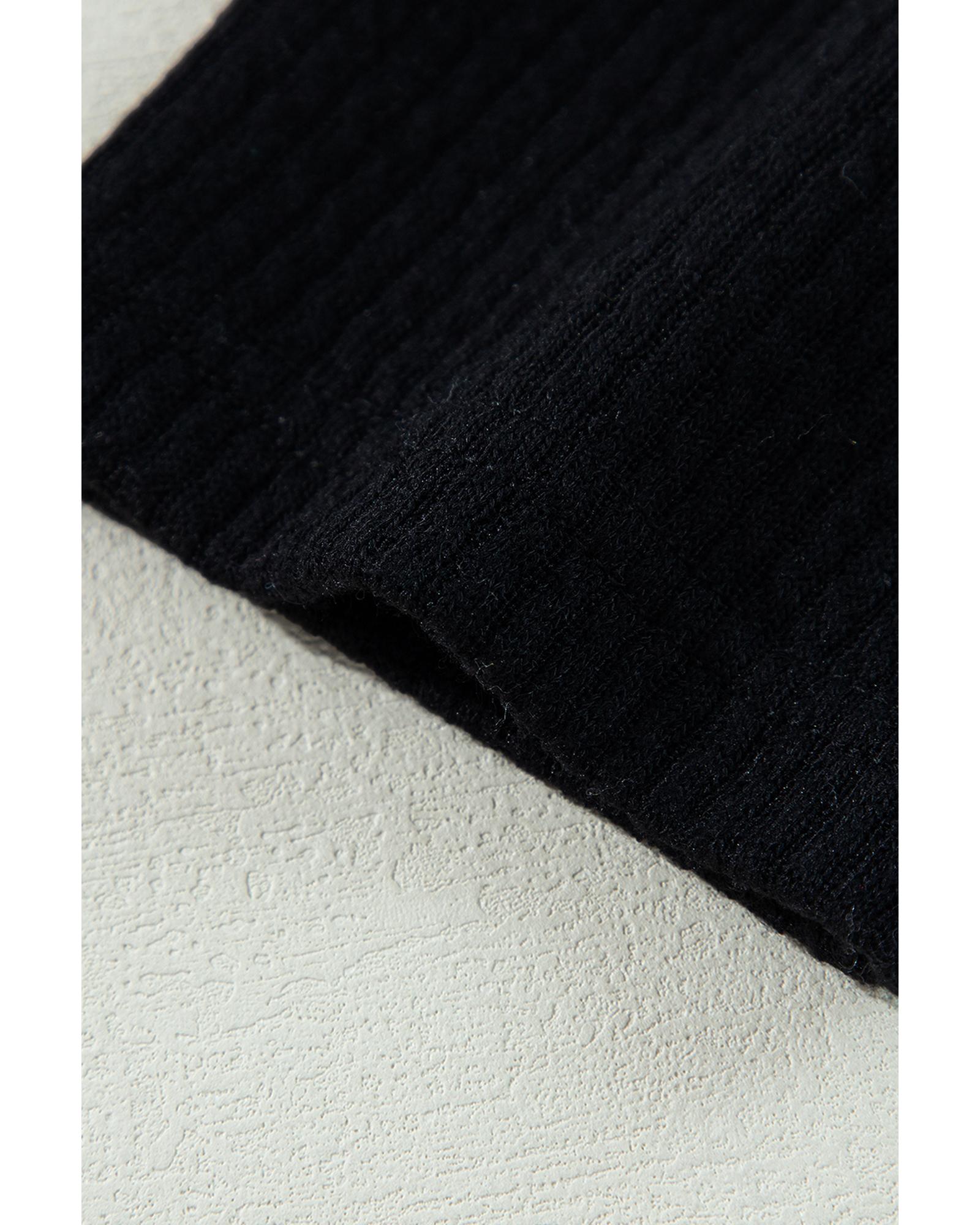 Black Solid Color Corduroy Buttoned Long Sleeve Shacket - S