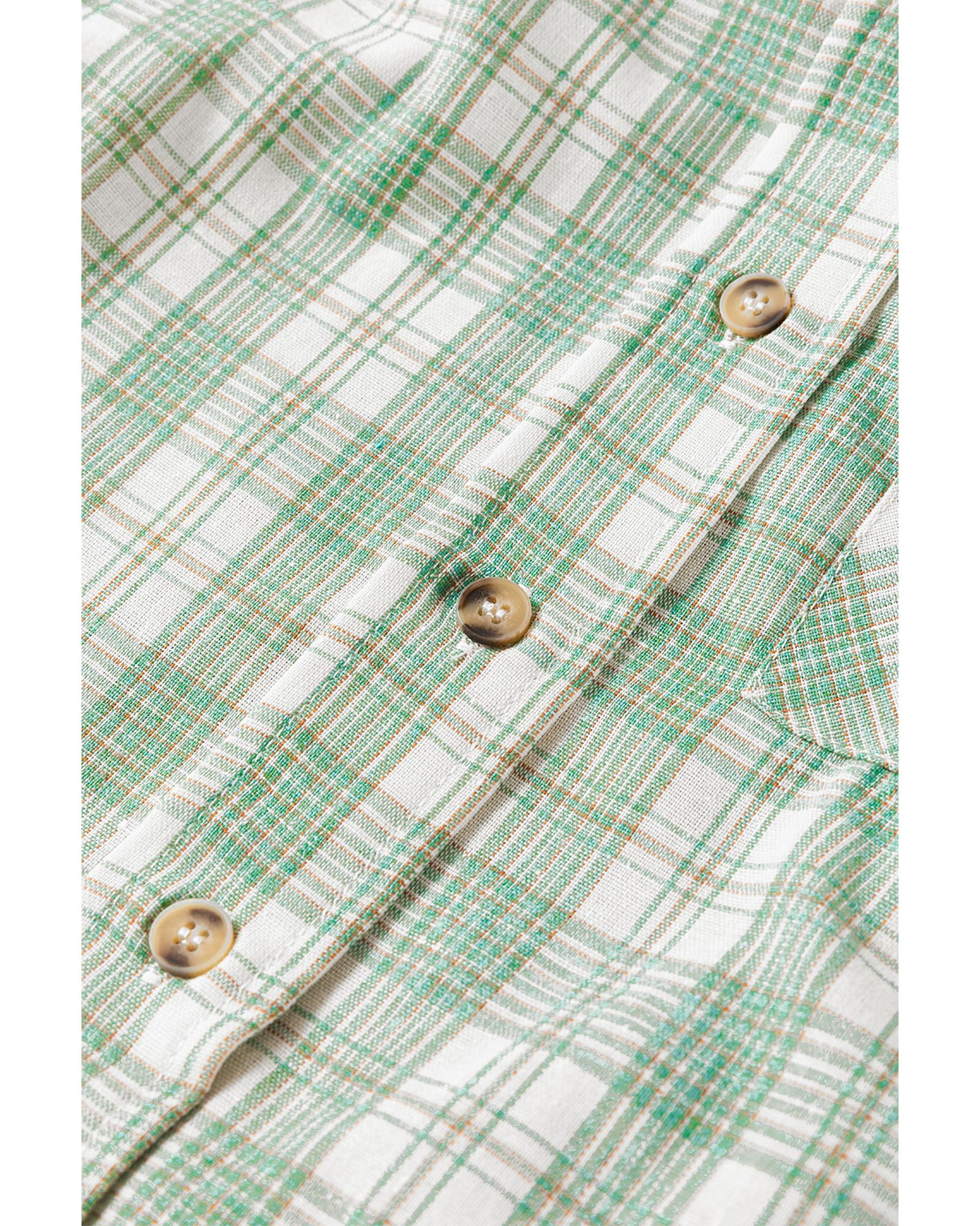 Green Checkered Print Loose Fit Buttoned Hooded Shacket - L