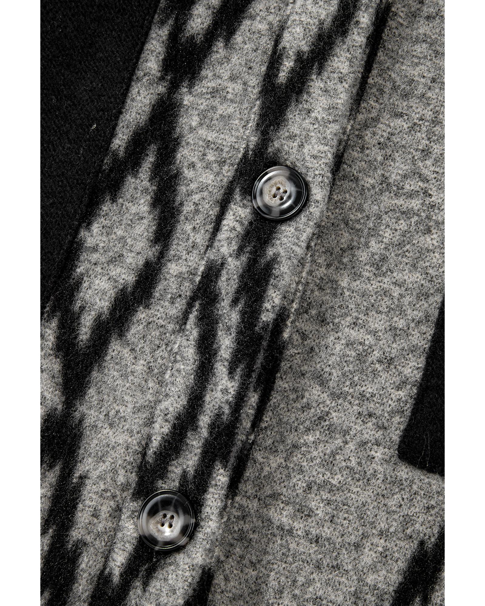 Gray Aztec Contrast Chest Pockets Loose Shacket - L