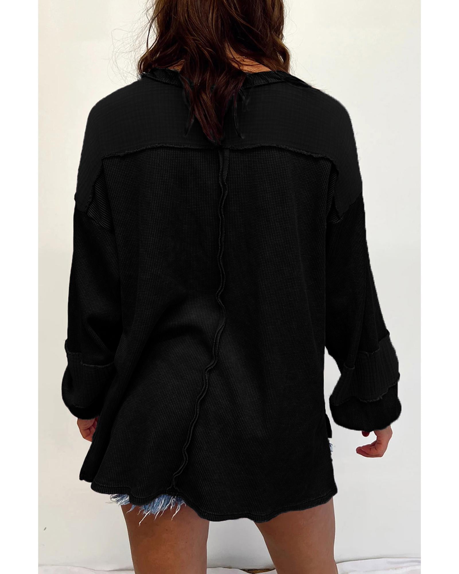 Black Plus Size Mardi Gras Patch Crinkle Patchwork Top - 1X