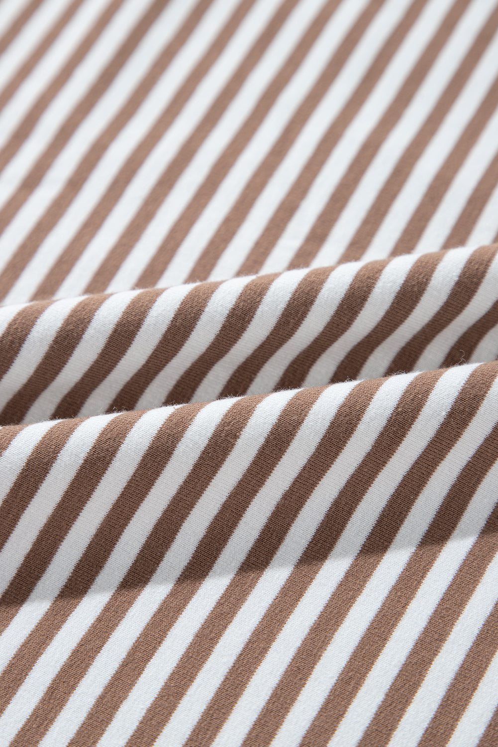 Khaki Stripe Patchwork Bracelet Sleeve Plus Size T Shirt - 3X