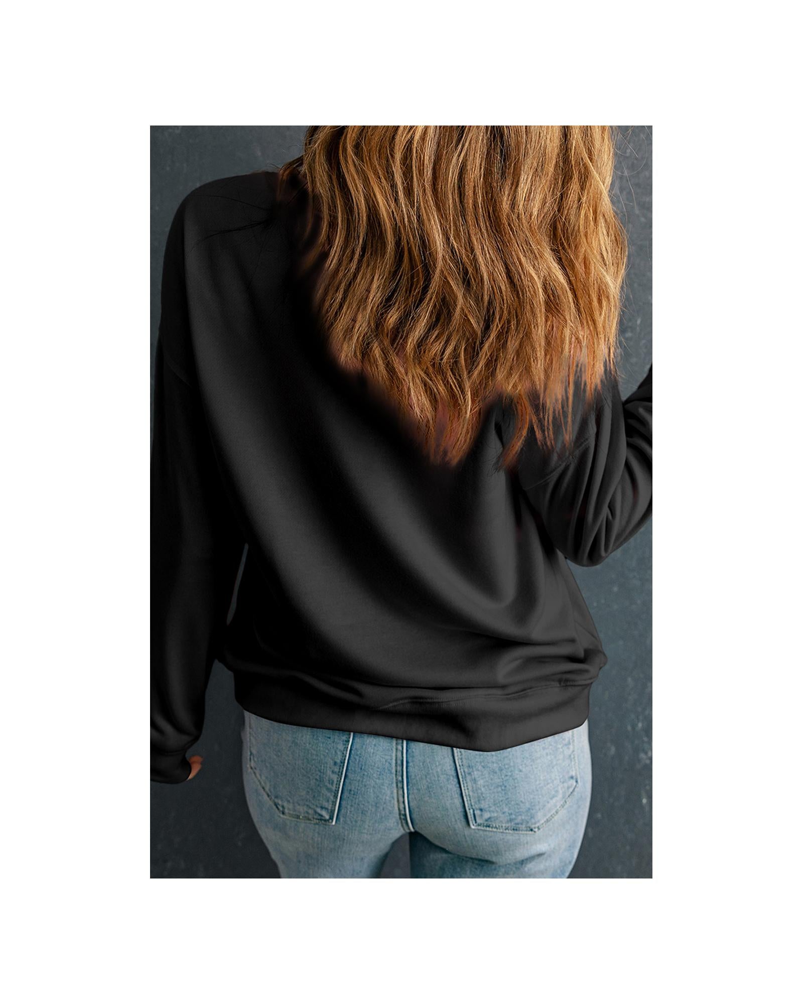Black Bow Pattern Drop Shoulder Plus Size Sweatshirt - 2X