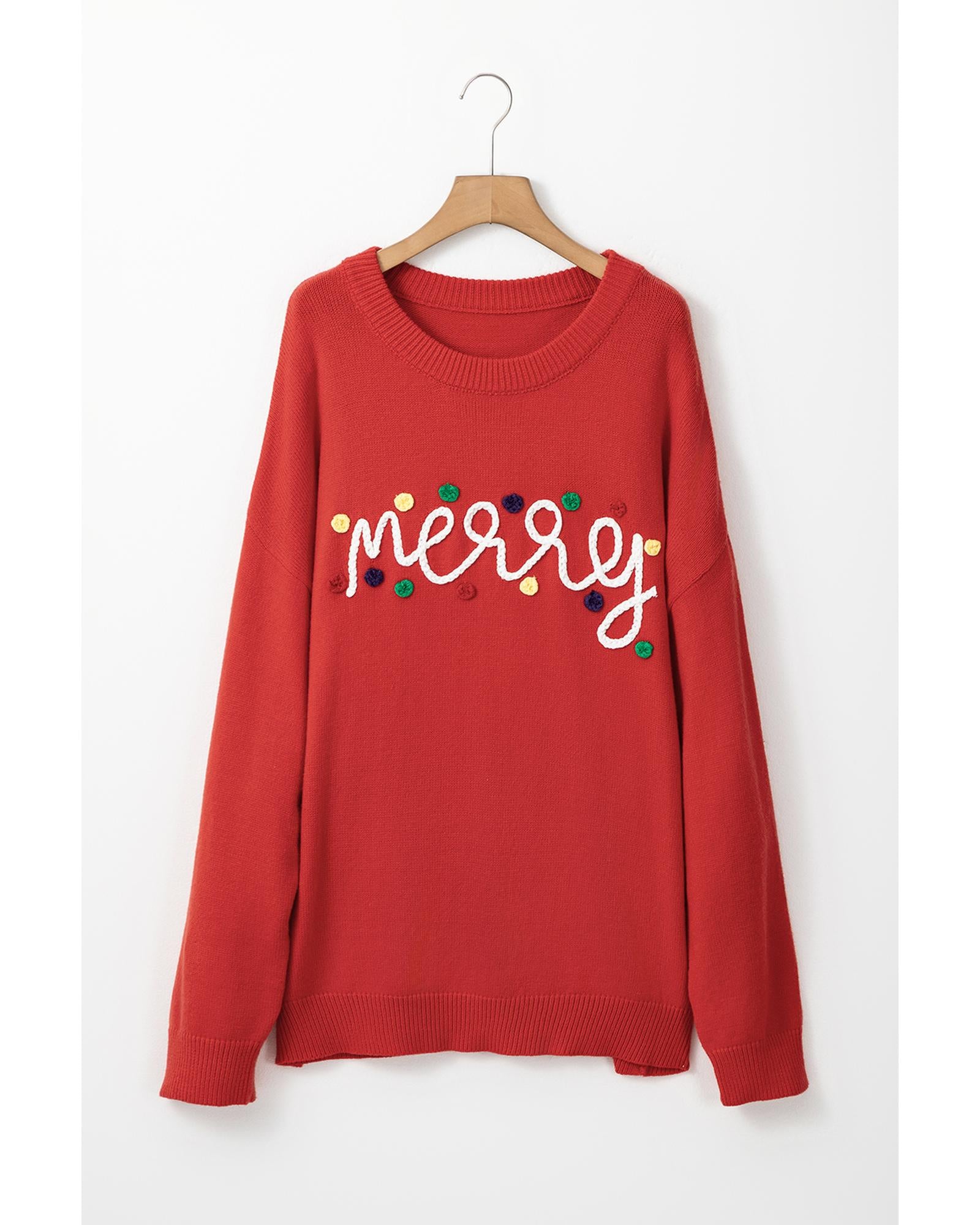 Fiery Red Merry Graphic Christmas Plus Size Sweater - 1X