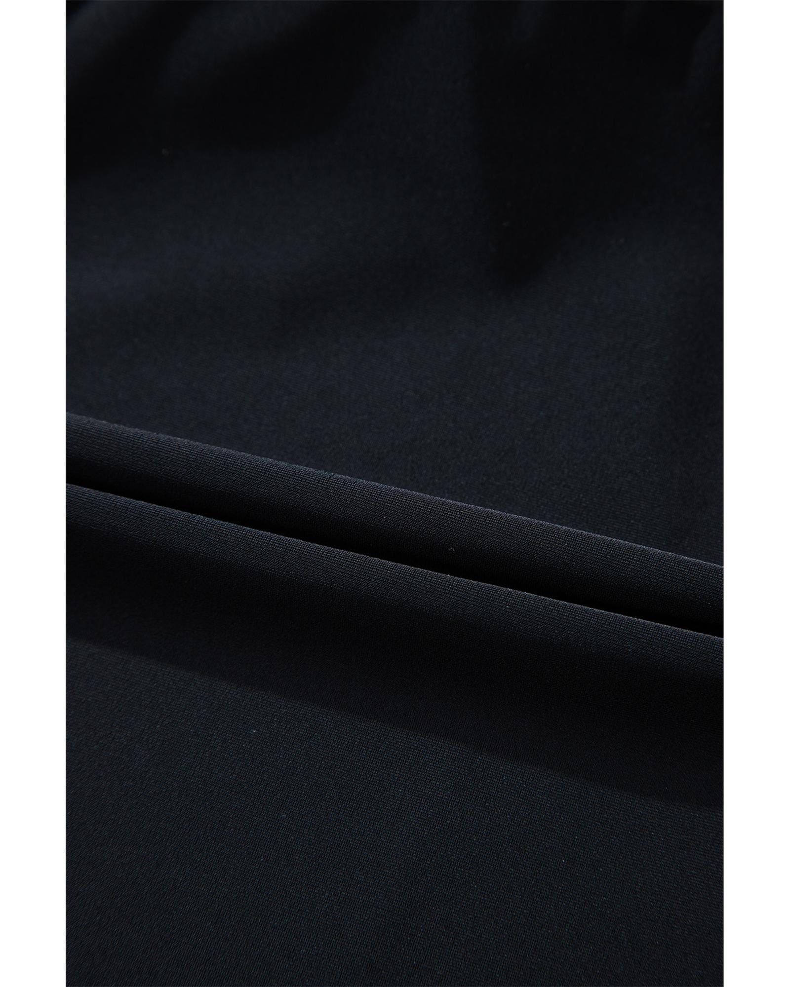 Black Drawstring Tied Front Flared Top Geometric Print Bottom Plus Size Tankinis - 2X