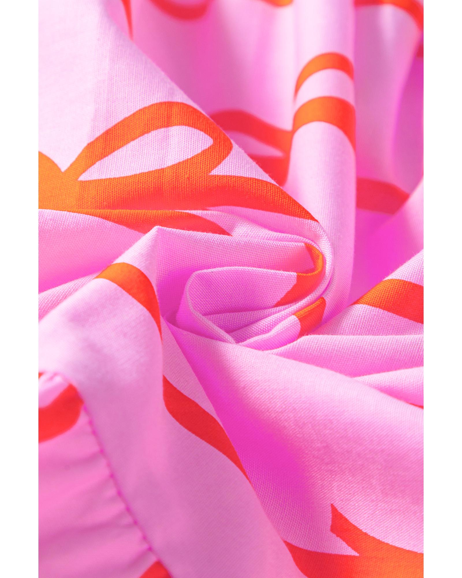 Rose Bow Tastic Clinched Waist Ruffled Plus Size Dress - 2X