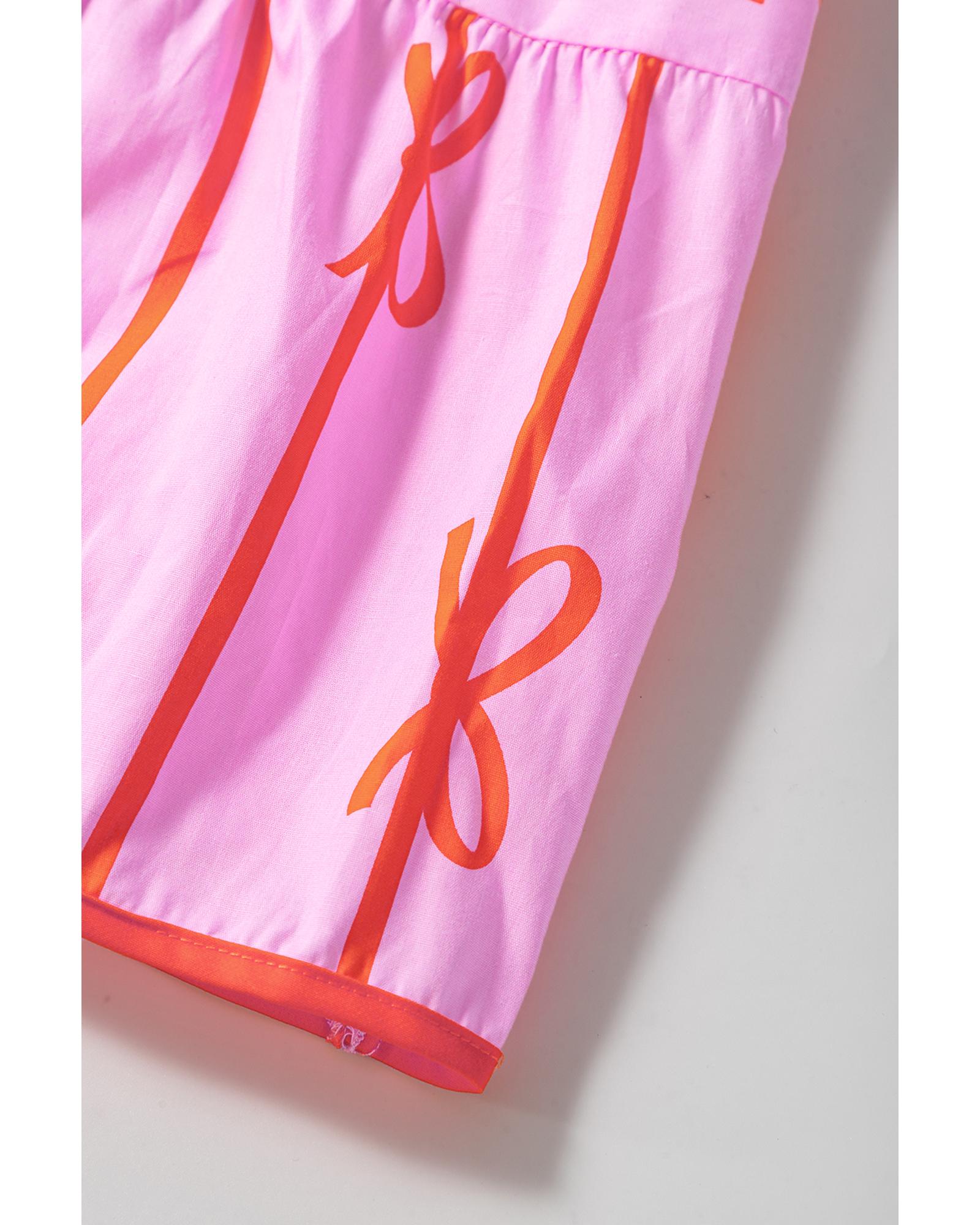 Rose Bow Tastic Clinched Waist Ruffled Plus Size Dress - 3X