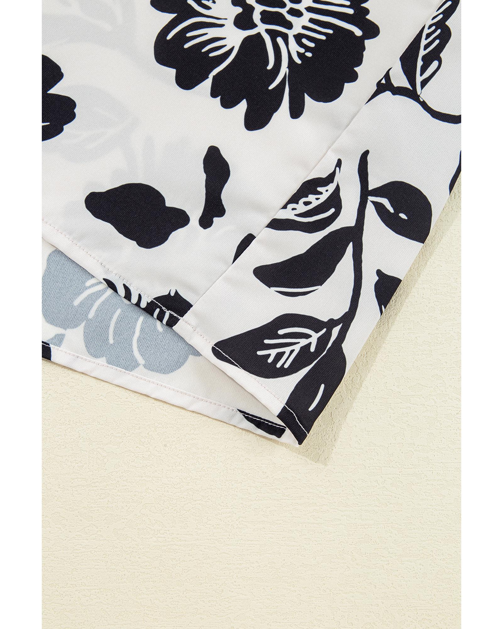 Black Floral Print Tiered Frilled Half Sleeve Plus Size Mini Dress - 4X