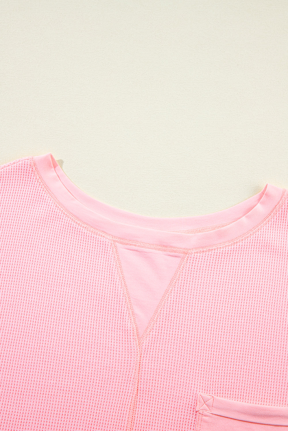 Pink Plus Size Ribbed Exposed Seam Tee and Shorts Set - 3X