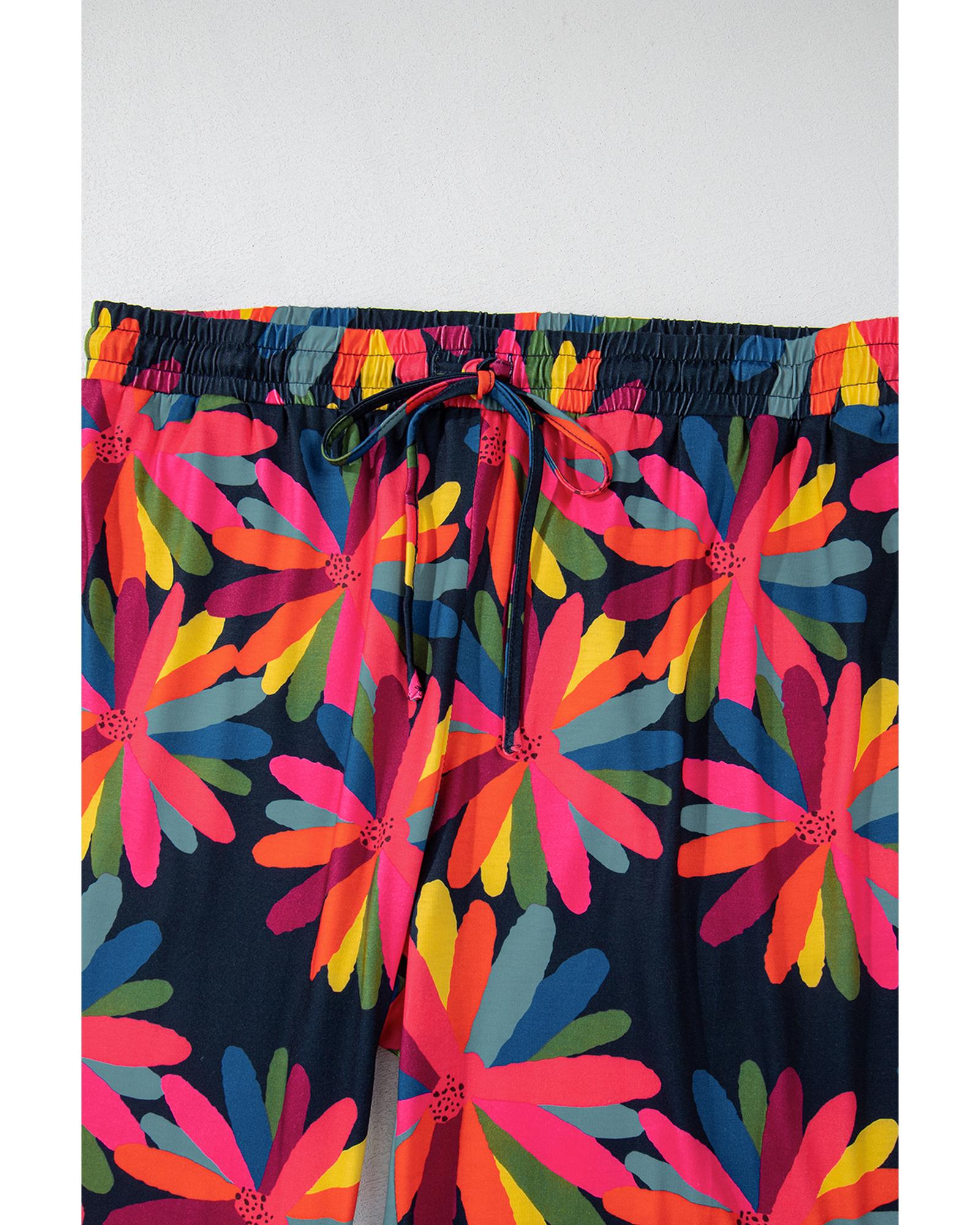 Black Plus Size Printed Long Sleeve and Pants Lounge Set - 4X