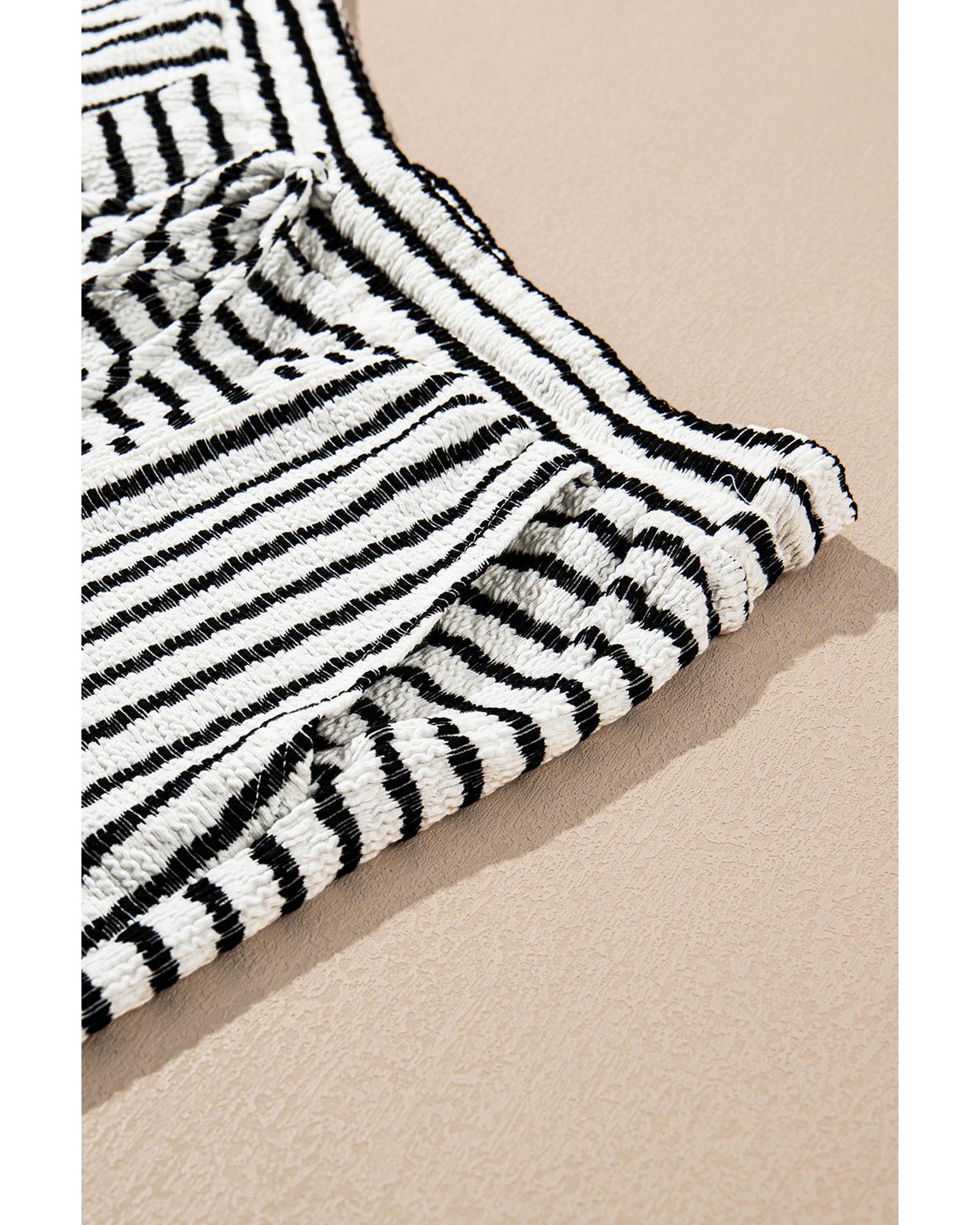 Black Stripe Collared V Neck Long Sleeve Top Plus Shorts Set - 3X