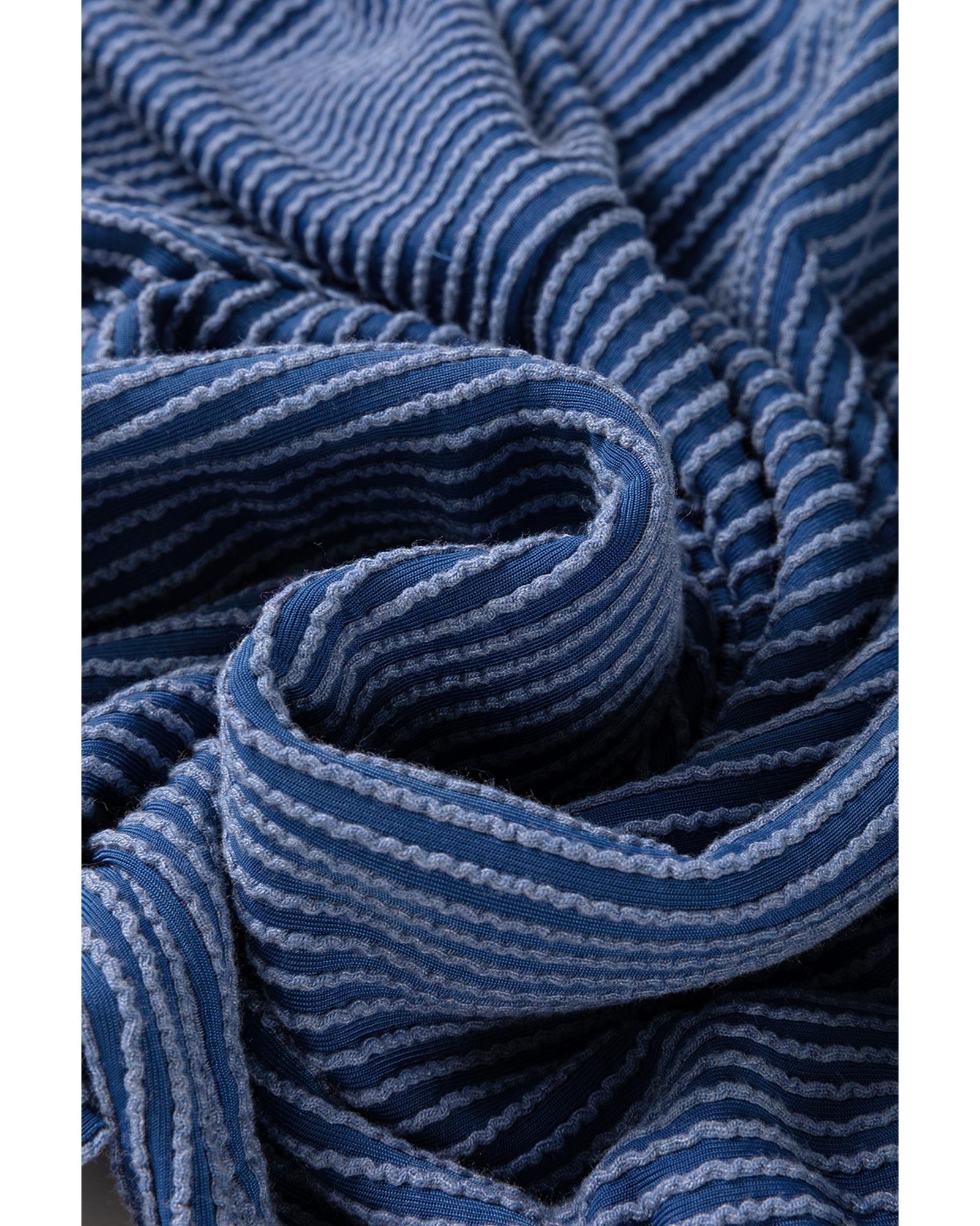 Sail Blue Ribbed V Neck Tee and Pants Plus Size Set - 2X