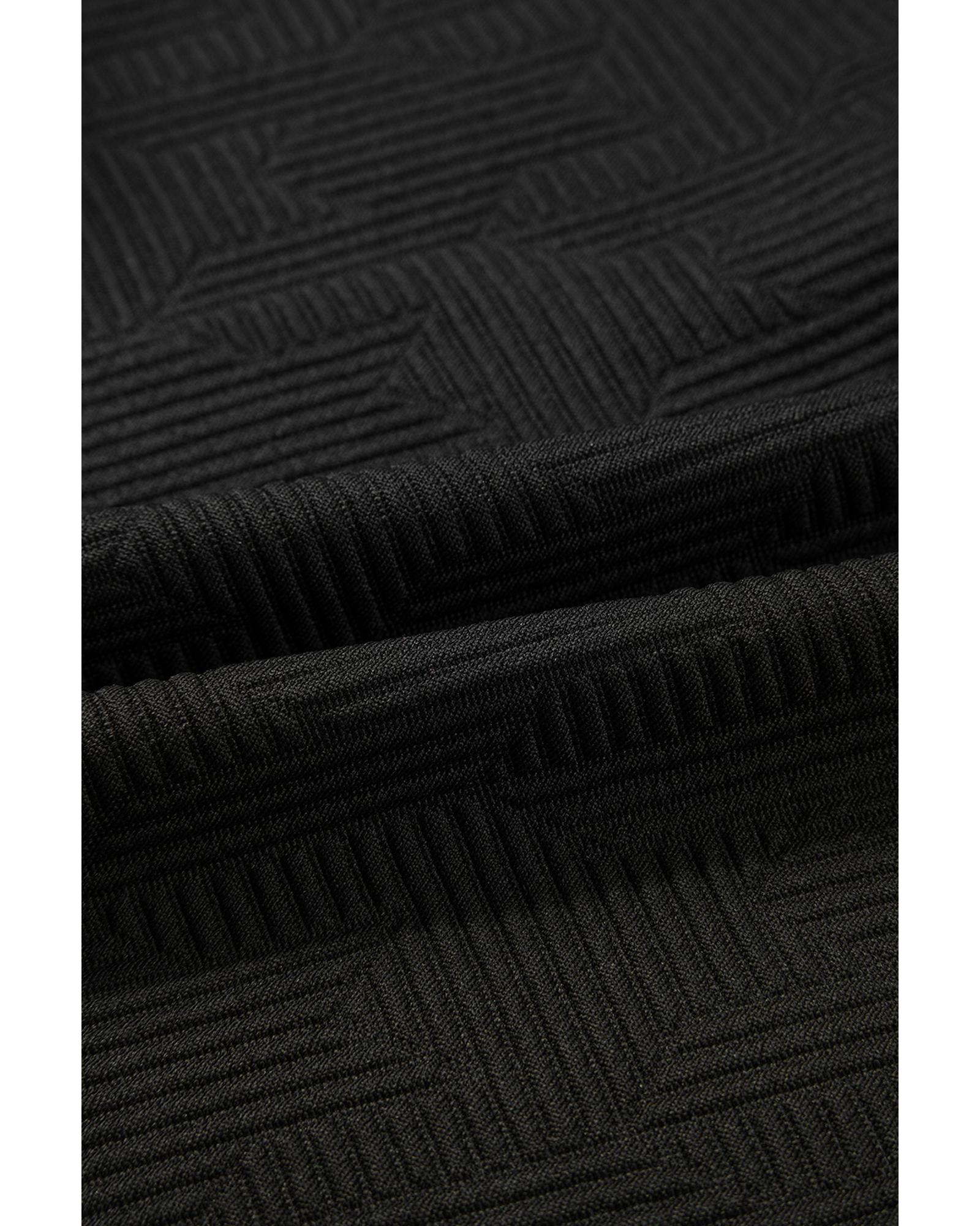 Black Plus Ruffled Sleeve Quarter Zip Top Wide Leg Pants Set - 1X