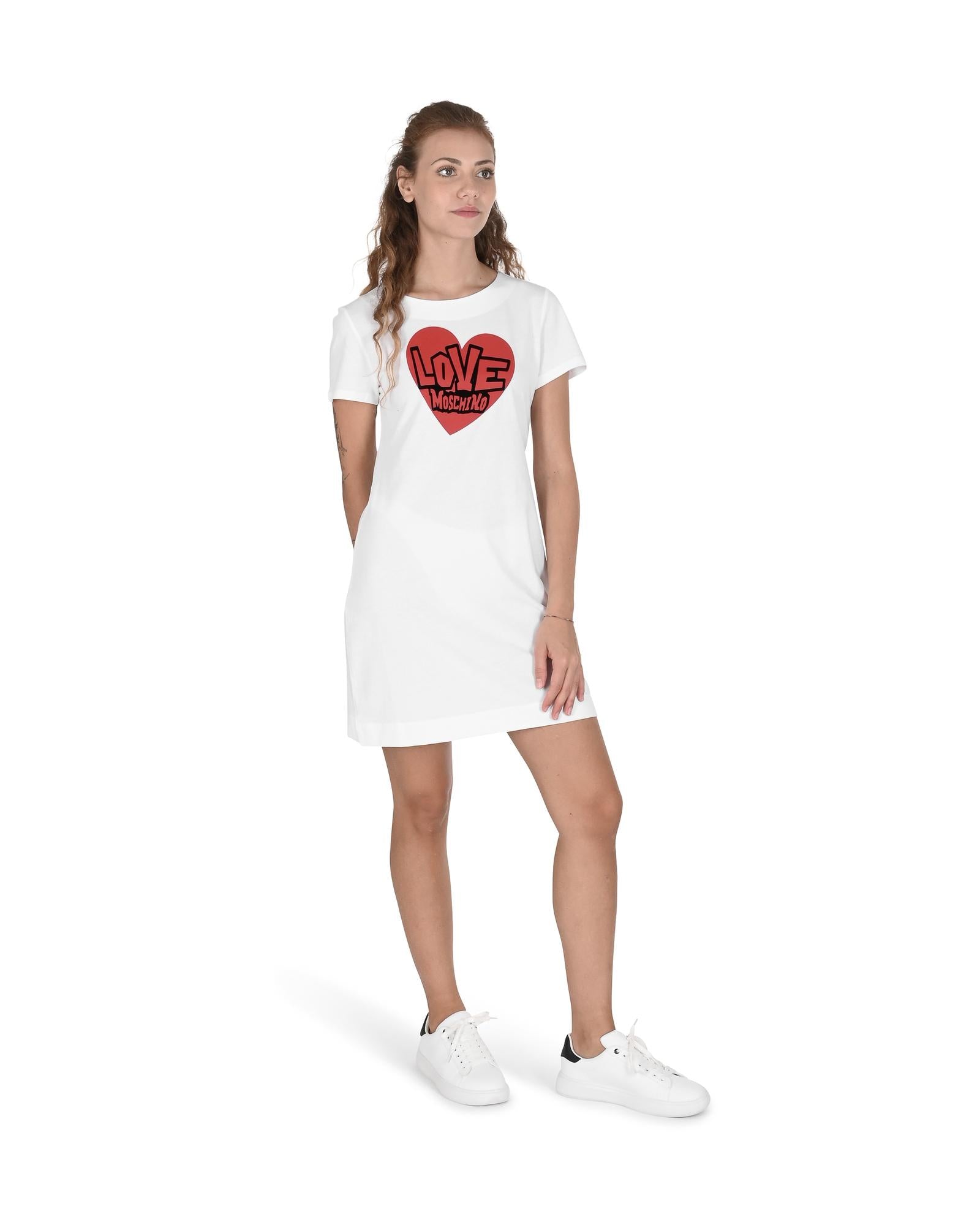 Heartprint Mini Dress Short Sleeve TShirt Dress - 40 IT