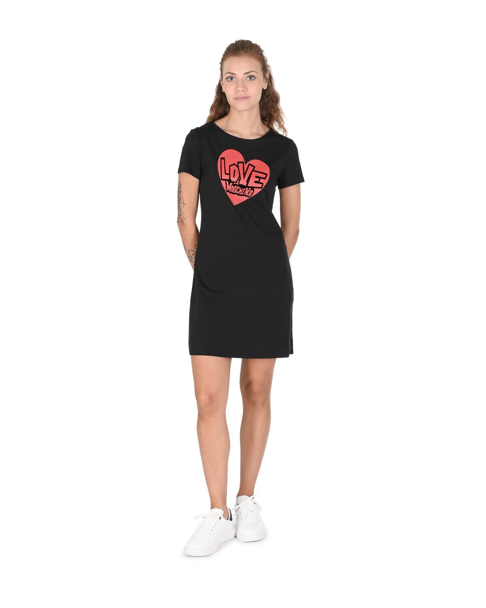 Heart Print Mini Dress Short Sleeves - 44 IT
