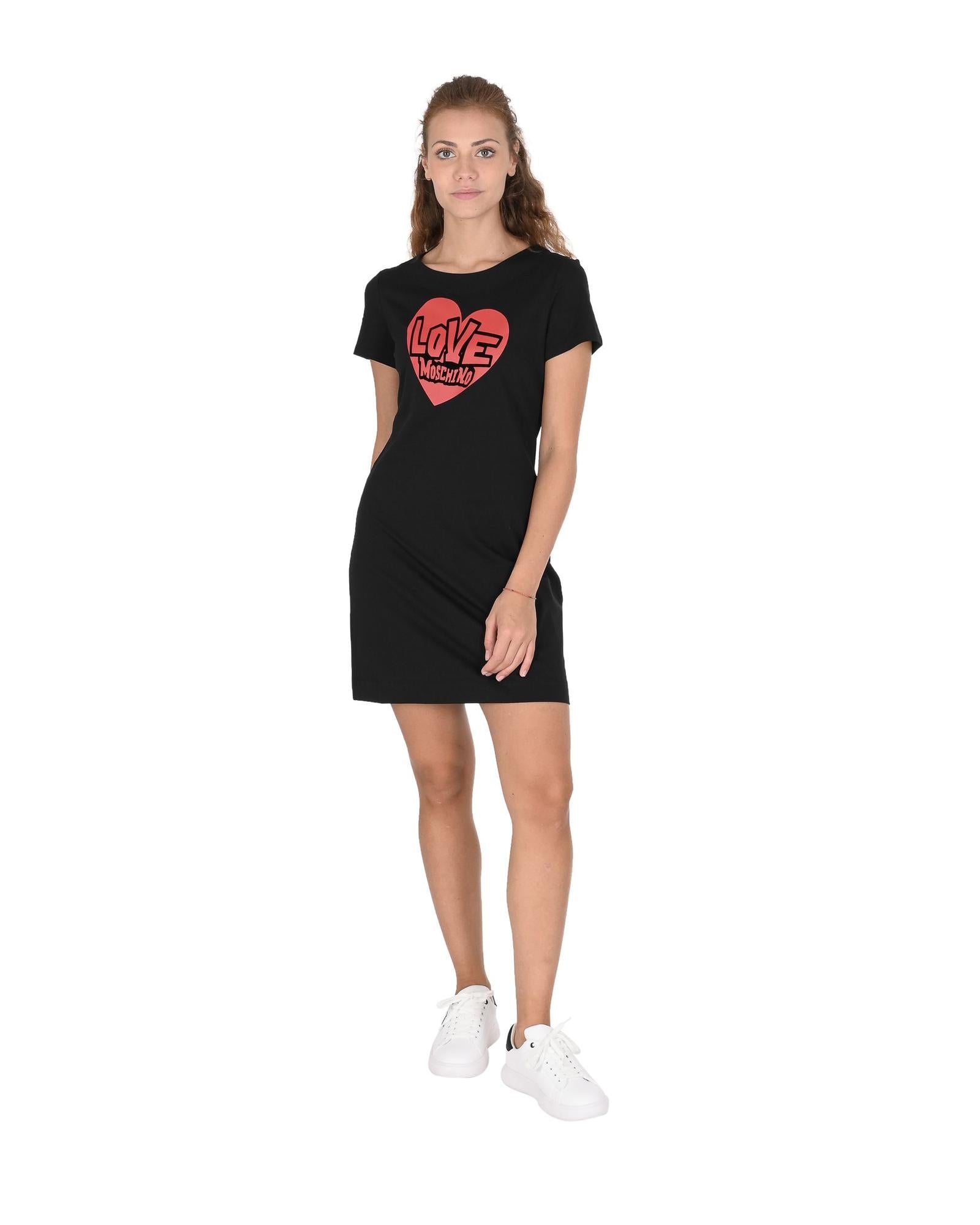 Heart Print Mini Dress Short Sleeves - 44 IT