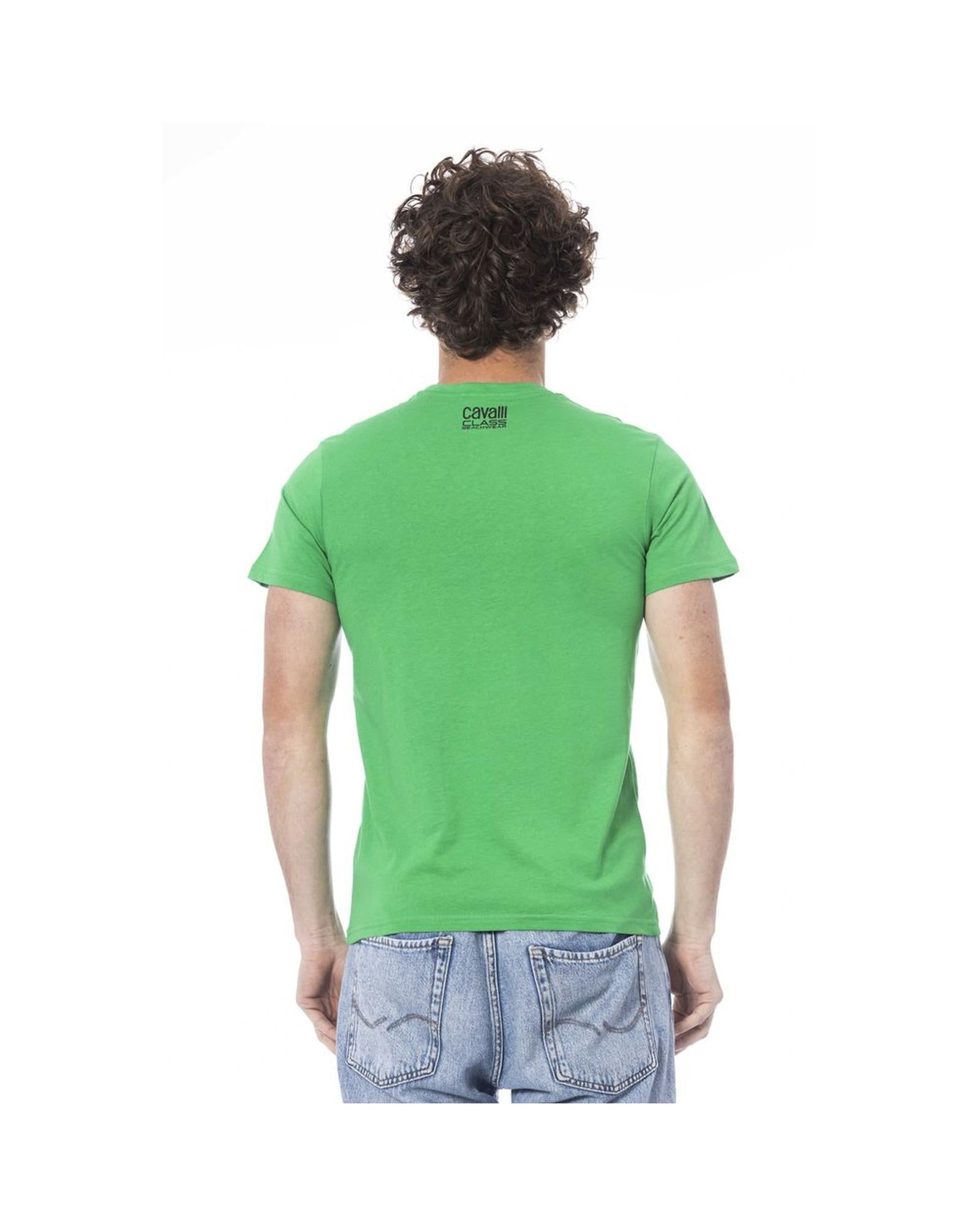 Cavalli Class Men's Green Cotton T-Shirt - M