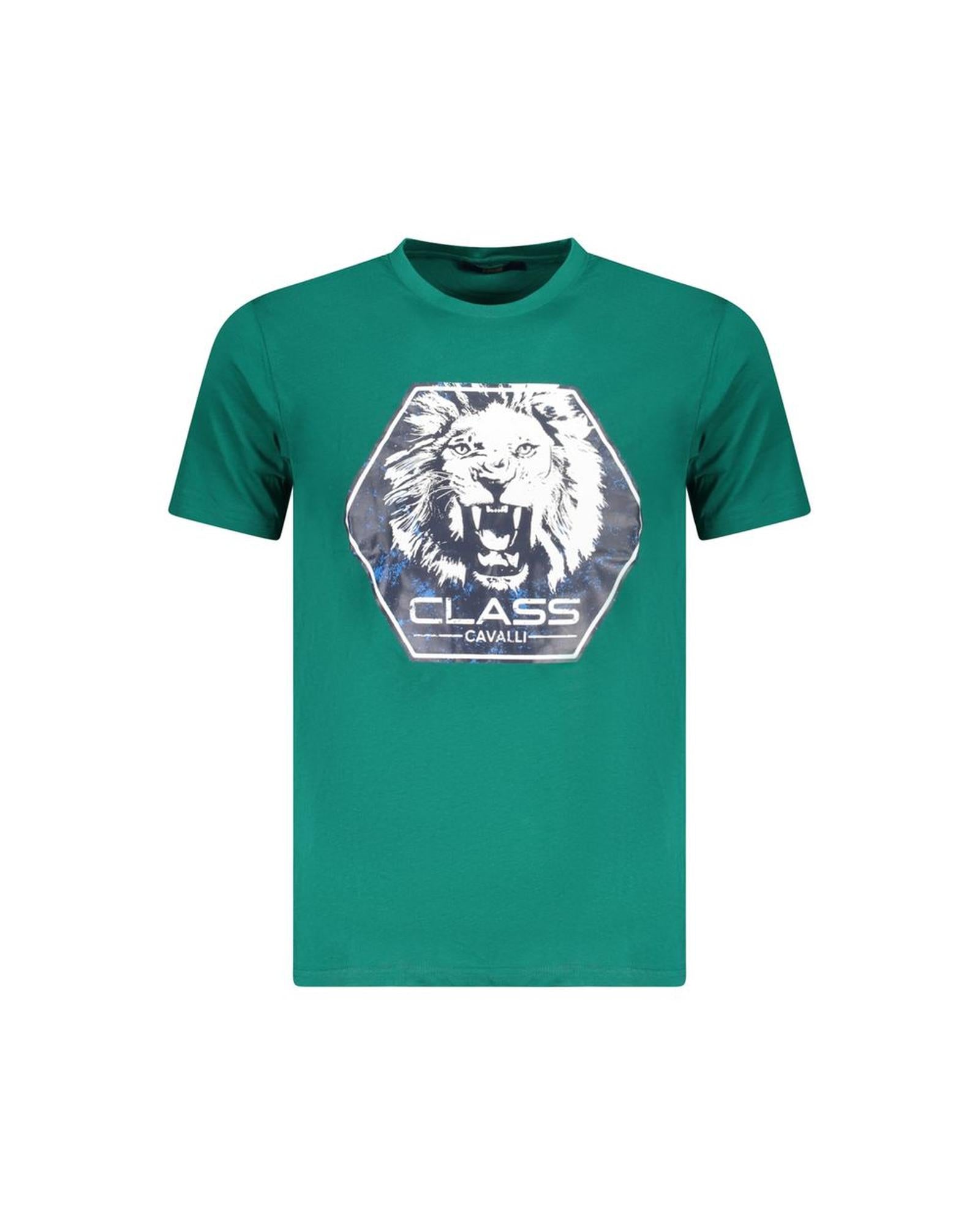 Cavalli Class Men's Green Cotton T-Shirt - L