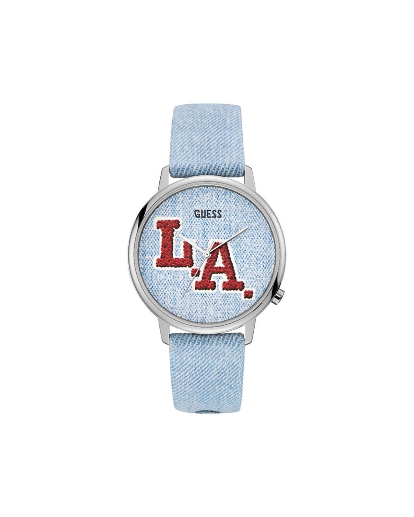 Guess Unisex's Blue Leather Watch - One Size