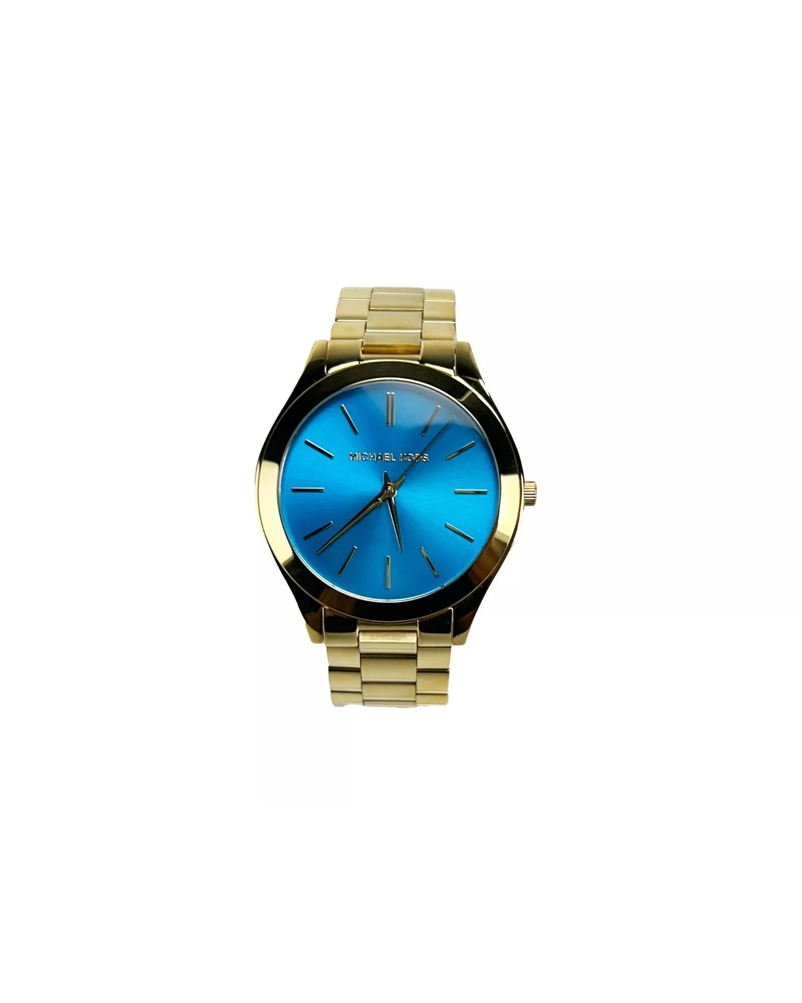 Michael Kors Unisex's Slim Runway Stainless Steel Watch MK3265 Blue Gold - One Size