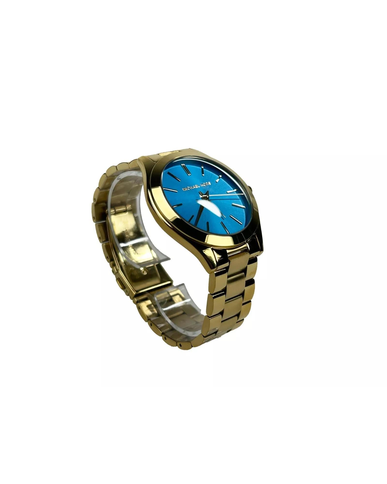Michael Kors Unisex's Slim Runway Stainless Steel Watch MK3265 Blue Gold - One Size